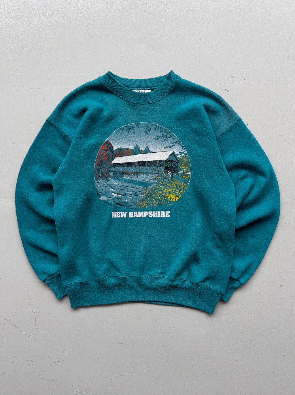 Teal New Hampshire Tourist Vintage Sweatshirt 90's Crewneck - Small