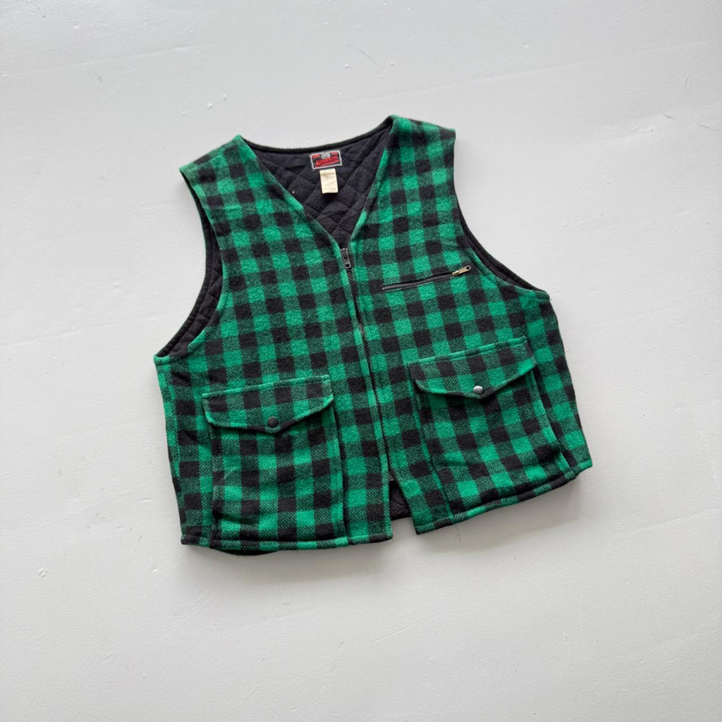 Checkered Johnson Woollen Mills 70s Vintage Buffalo Plaid Waistcoat / Vest - XL