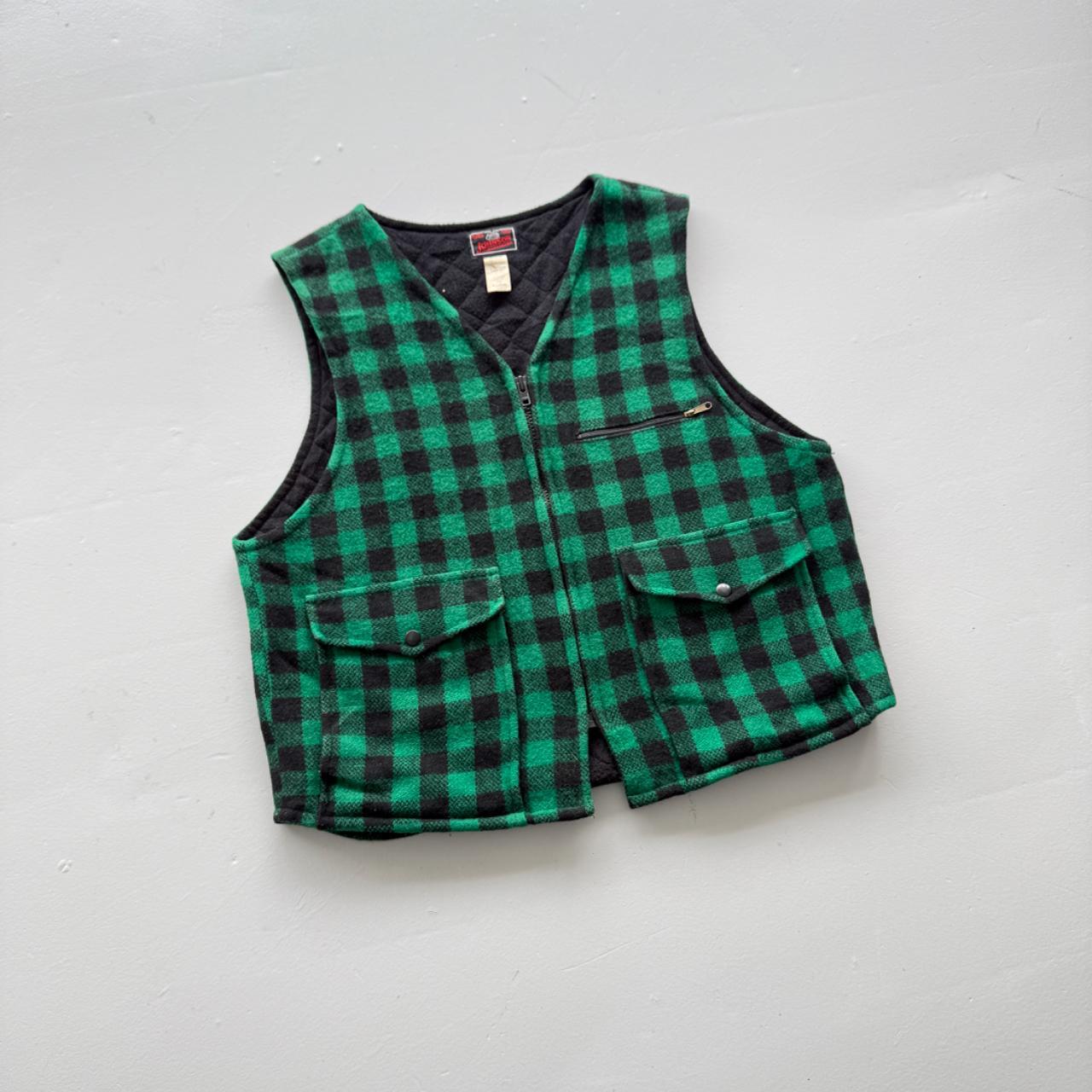 Checkered Johnson Woollen Mills 70s Vintage Buffalo Plaid Waistcoat / Vest - XL