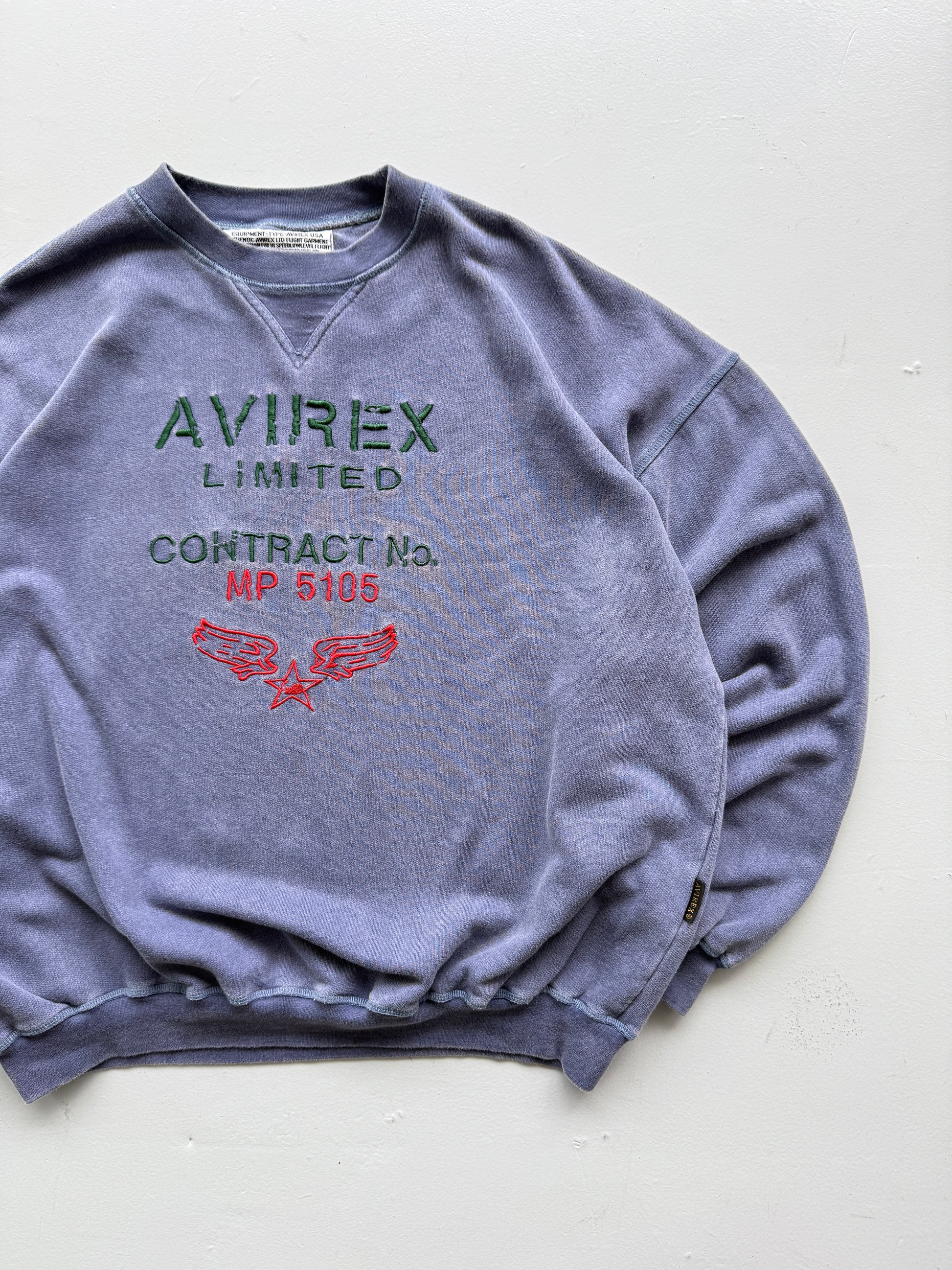 Light Blue / Purple Avirex 90's Vintage Graphic Sweatshirt Jumper - XL