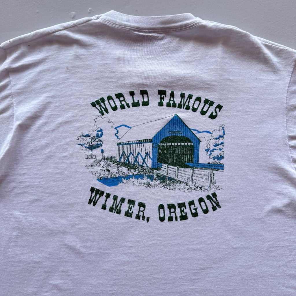 White Oregon Thrashed Vintage 90s Tour T-shirt - XL