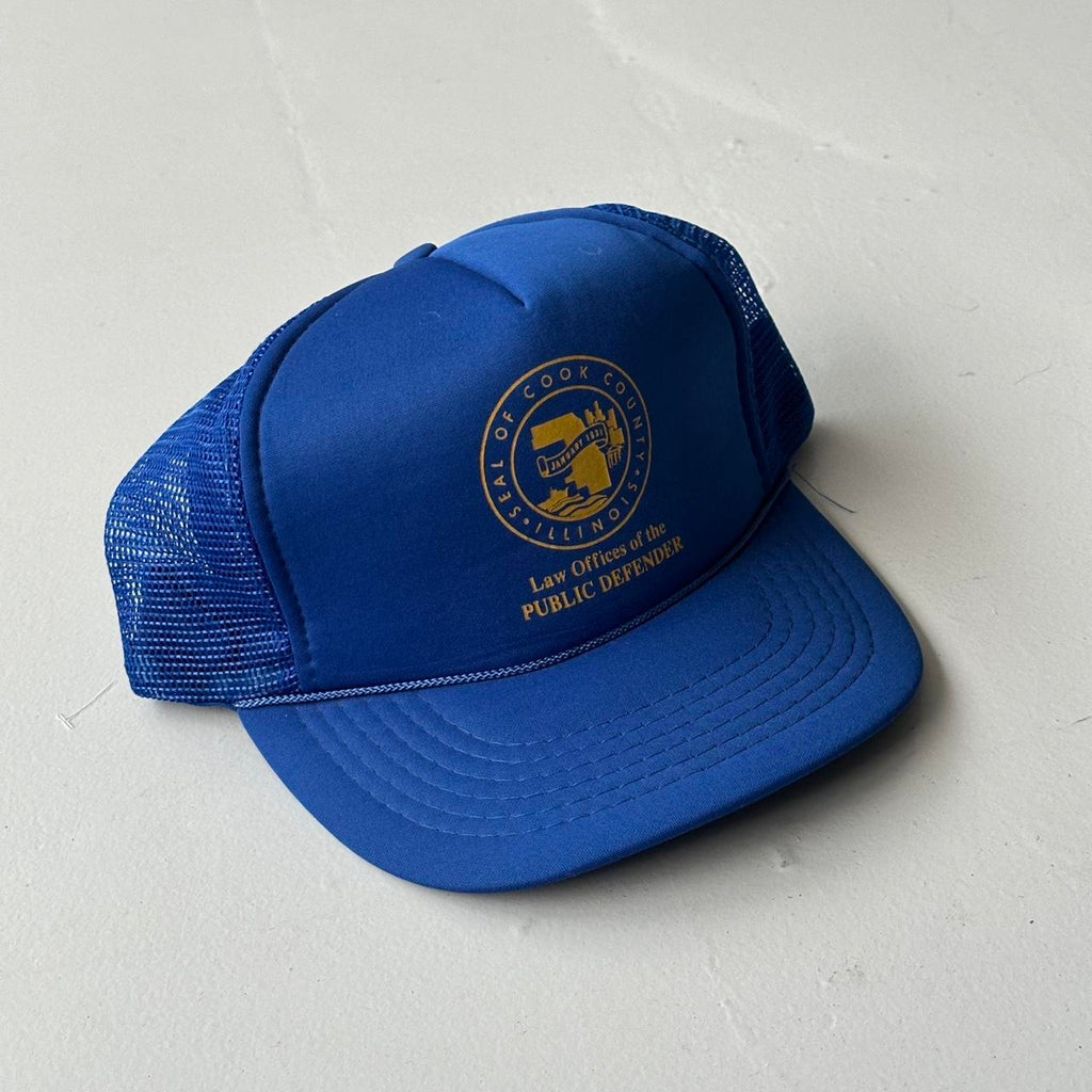 Blue Public Defender Vintage Foam and Mesh SnapBack Trucker Cap