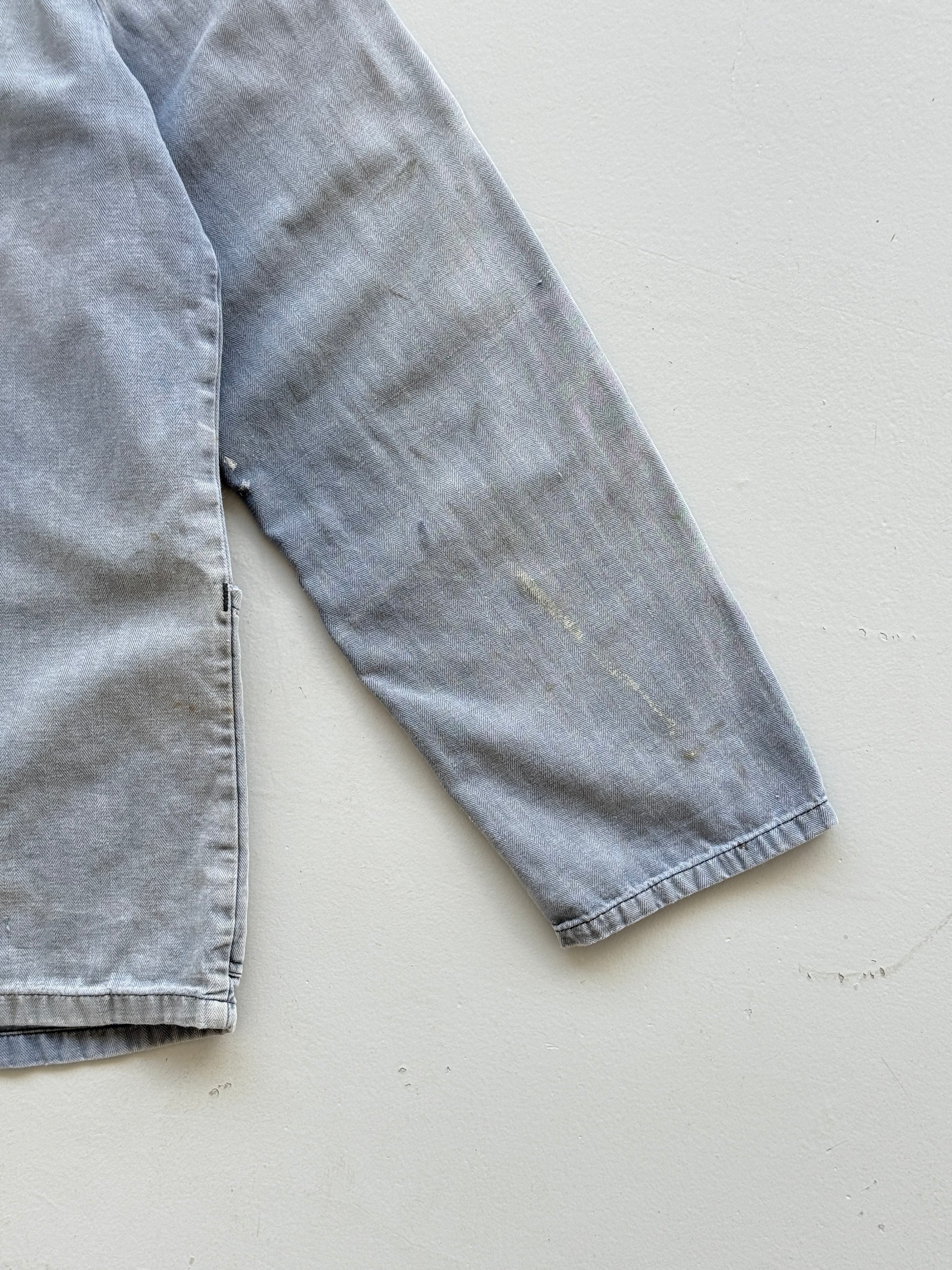 Thrashed Faded Blue French Vintage Workwear Chore Jacket CH361 - Small