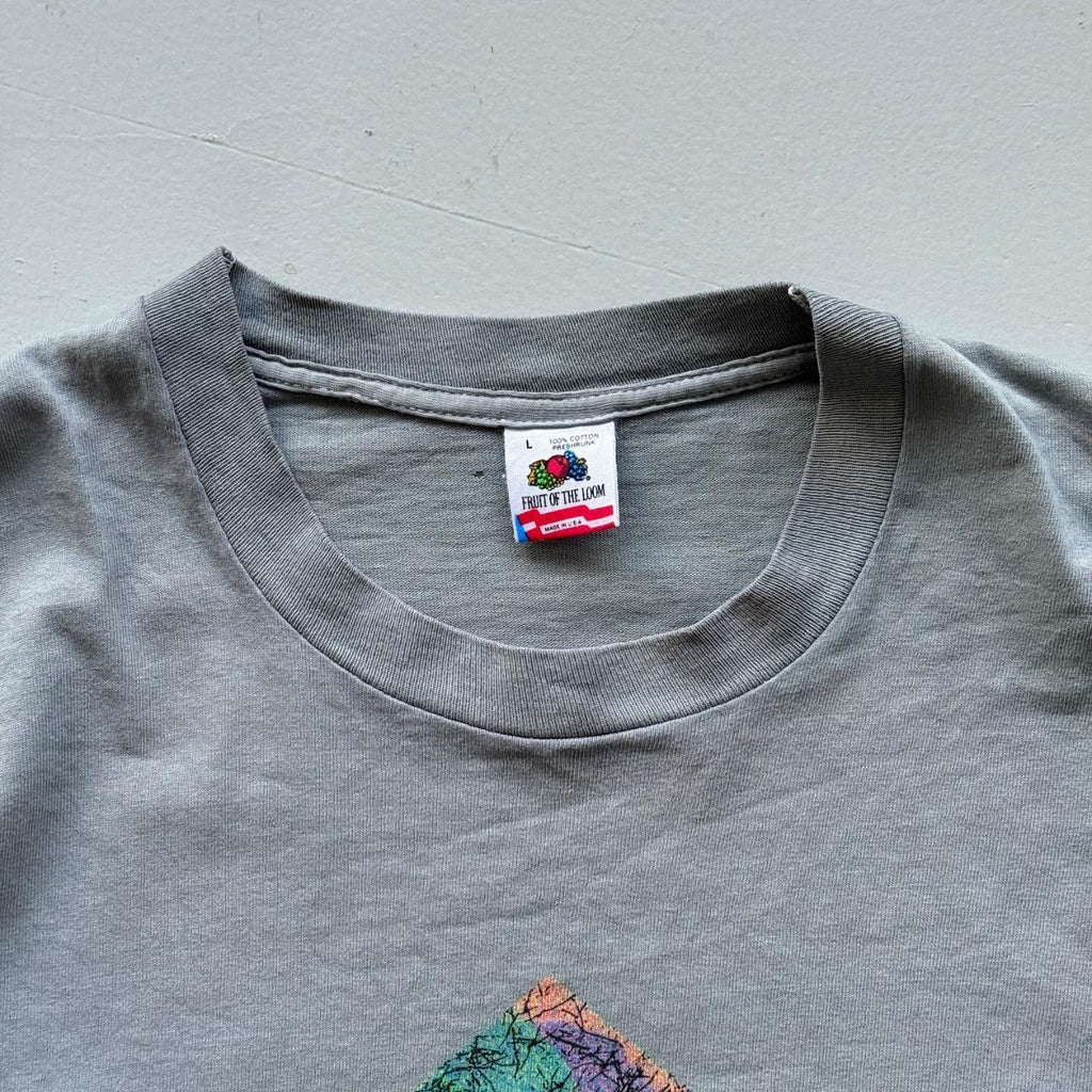 Blue Grey Overdyed 90's Graphic Vintage T-shirt - Large