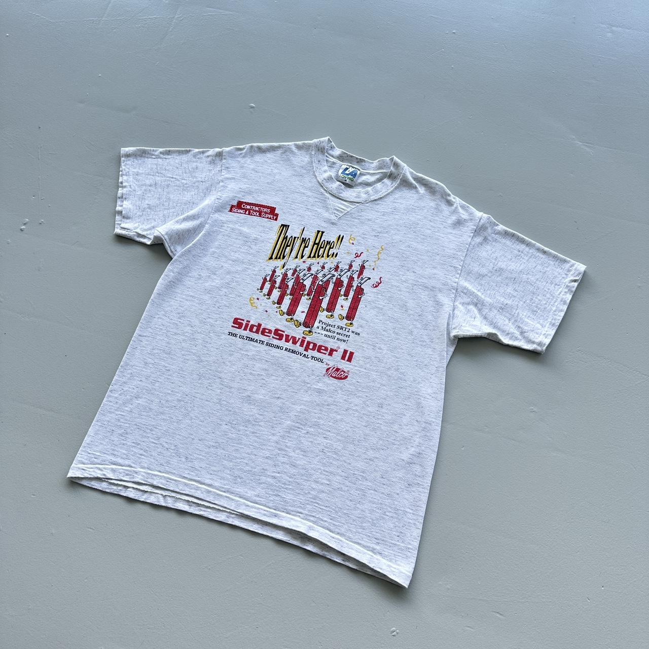 Grey Side Swiper Contractor Vintage 90s T-shirt - XL