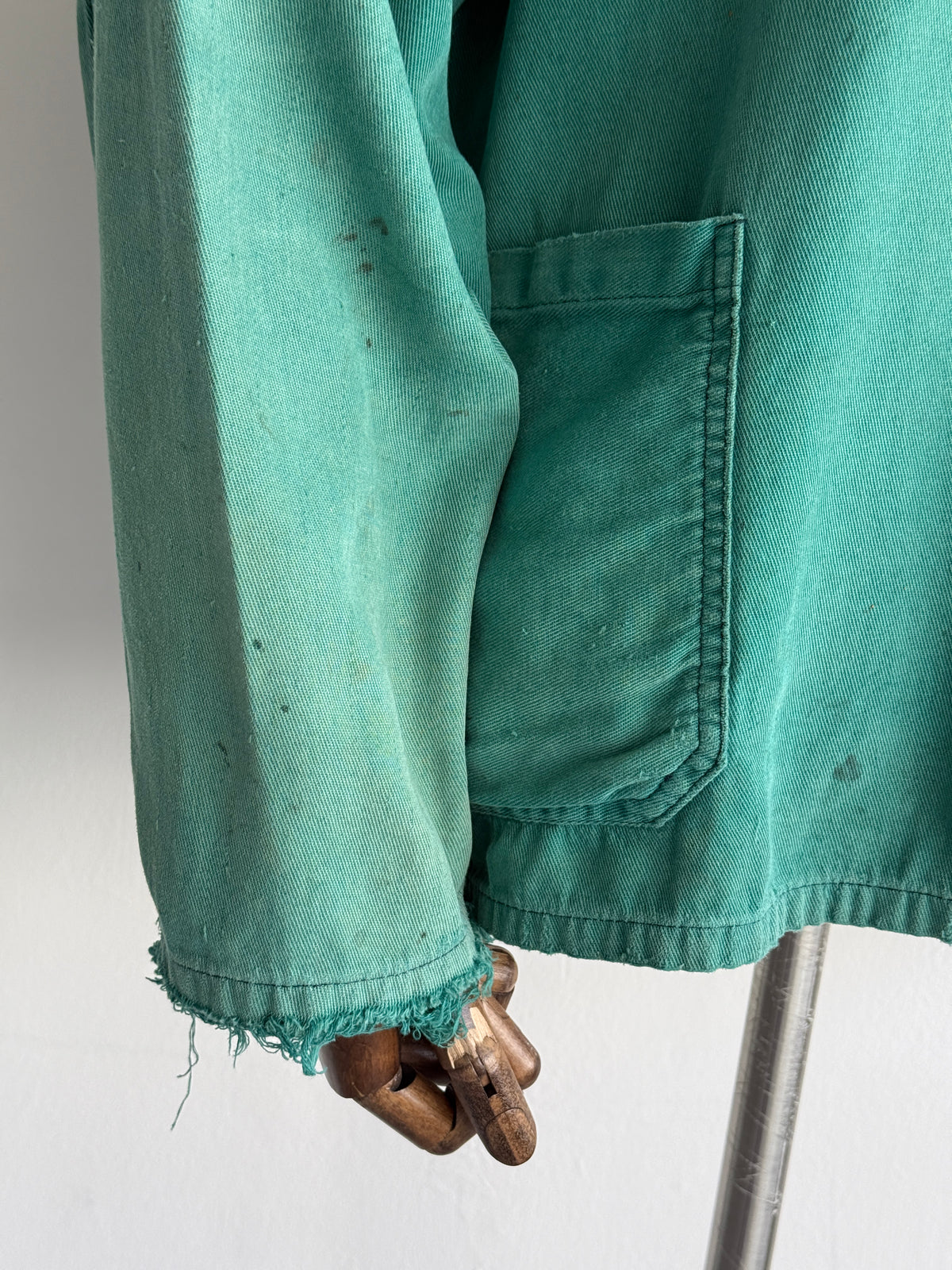 Thrashed Turquoise French 1960's Vintage Workwear Chore Jacket CH488 - XL
