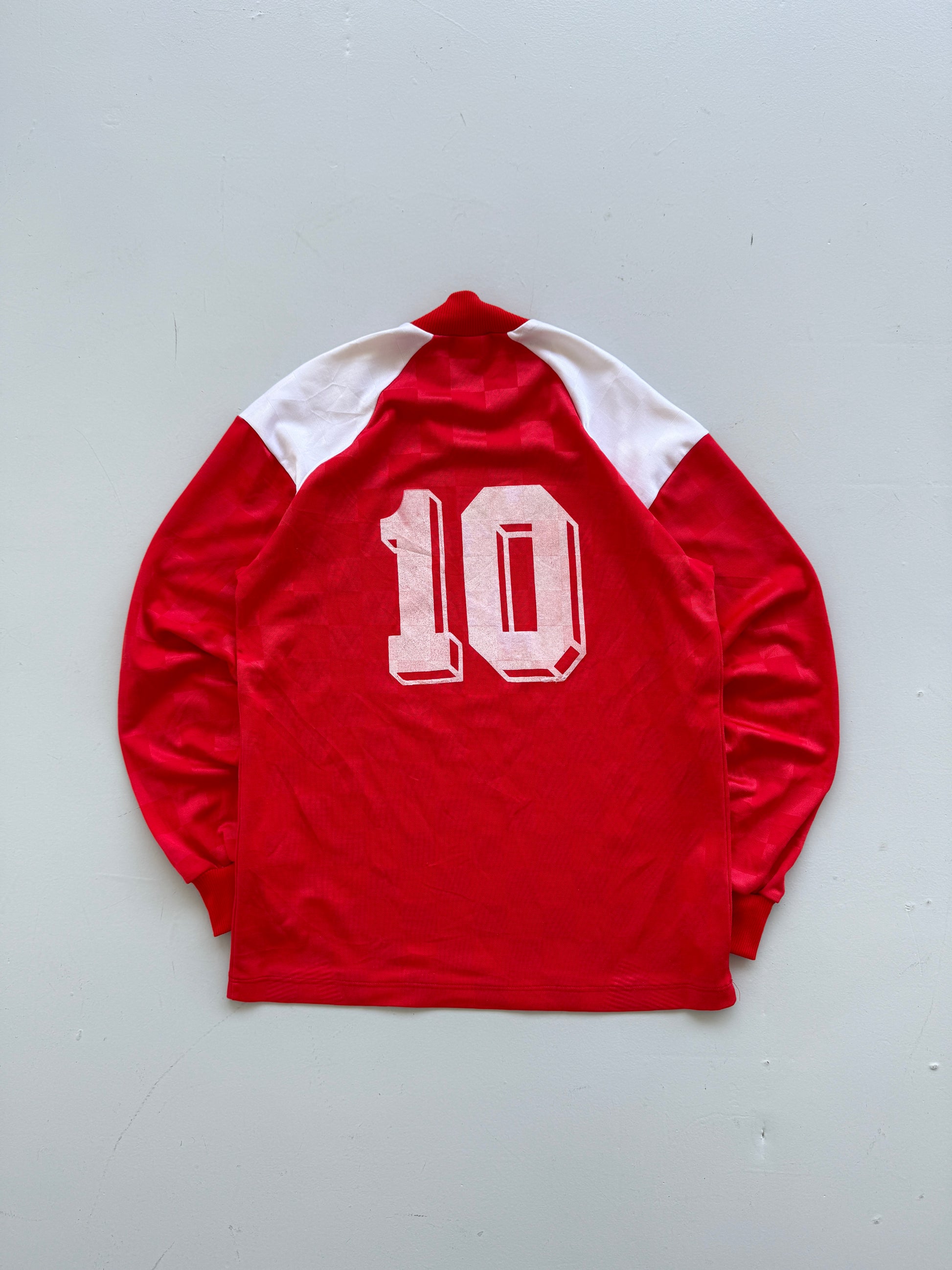 Red Crédit Mutuel 90's Vintage Long Sleeve Football Shirt- Medium
