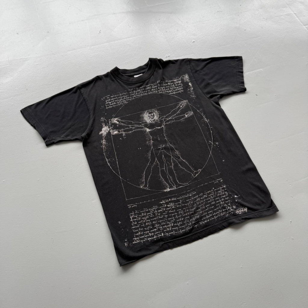 Black DaVinci Vitruvian Man 90s Vintage T-shirt - Large
