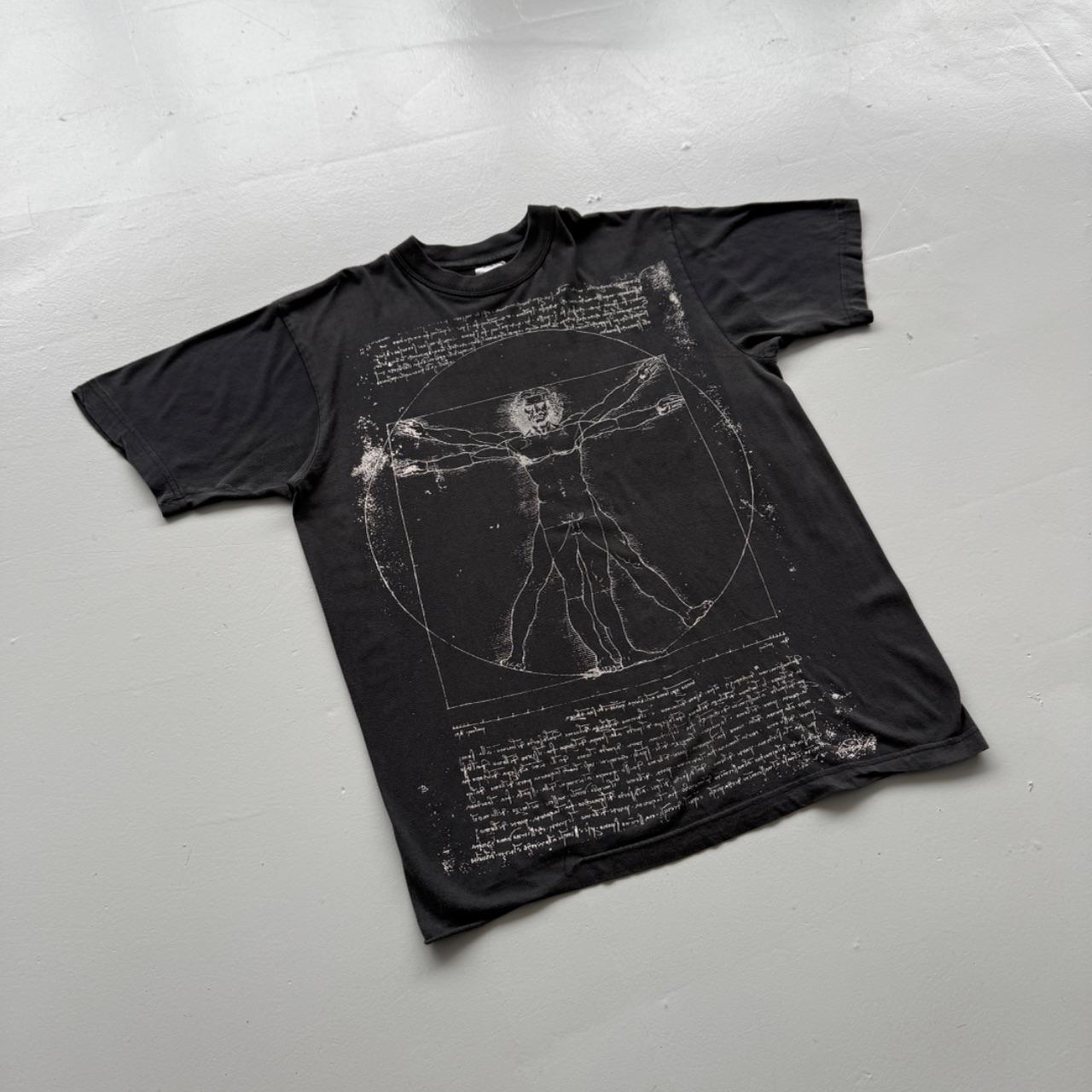 Black DaVinci Vitruvian Man 90s Vintage T-shirt - Large