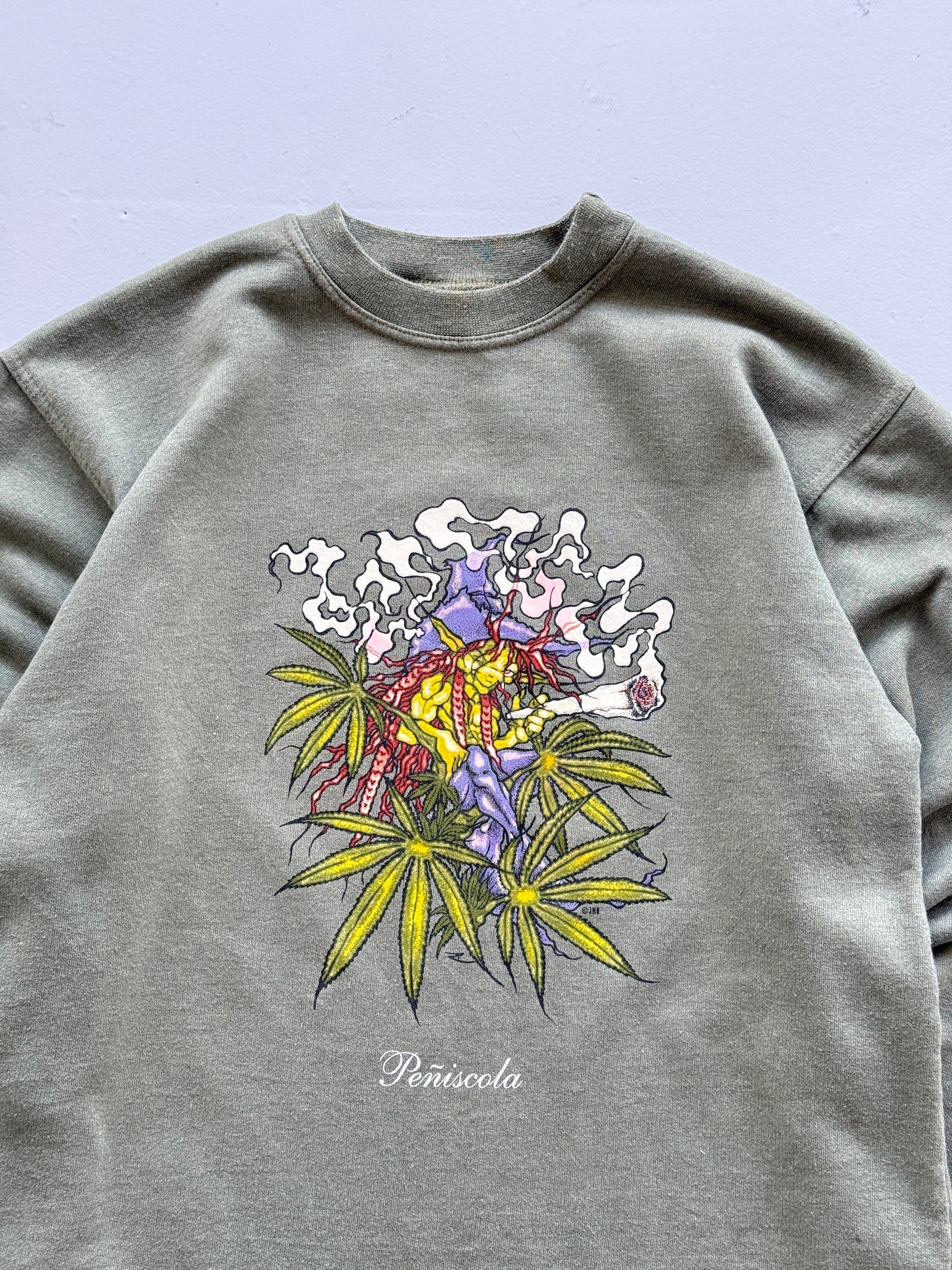 Native World Peñiscola Weed Graphic 90's Vintage Sweatshirt - XS