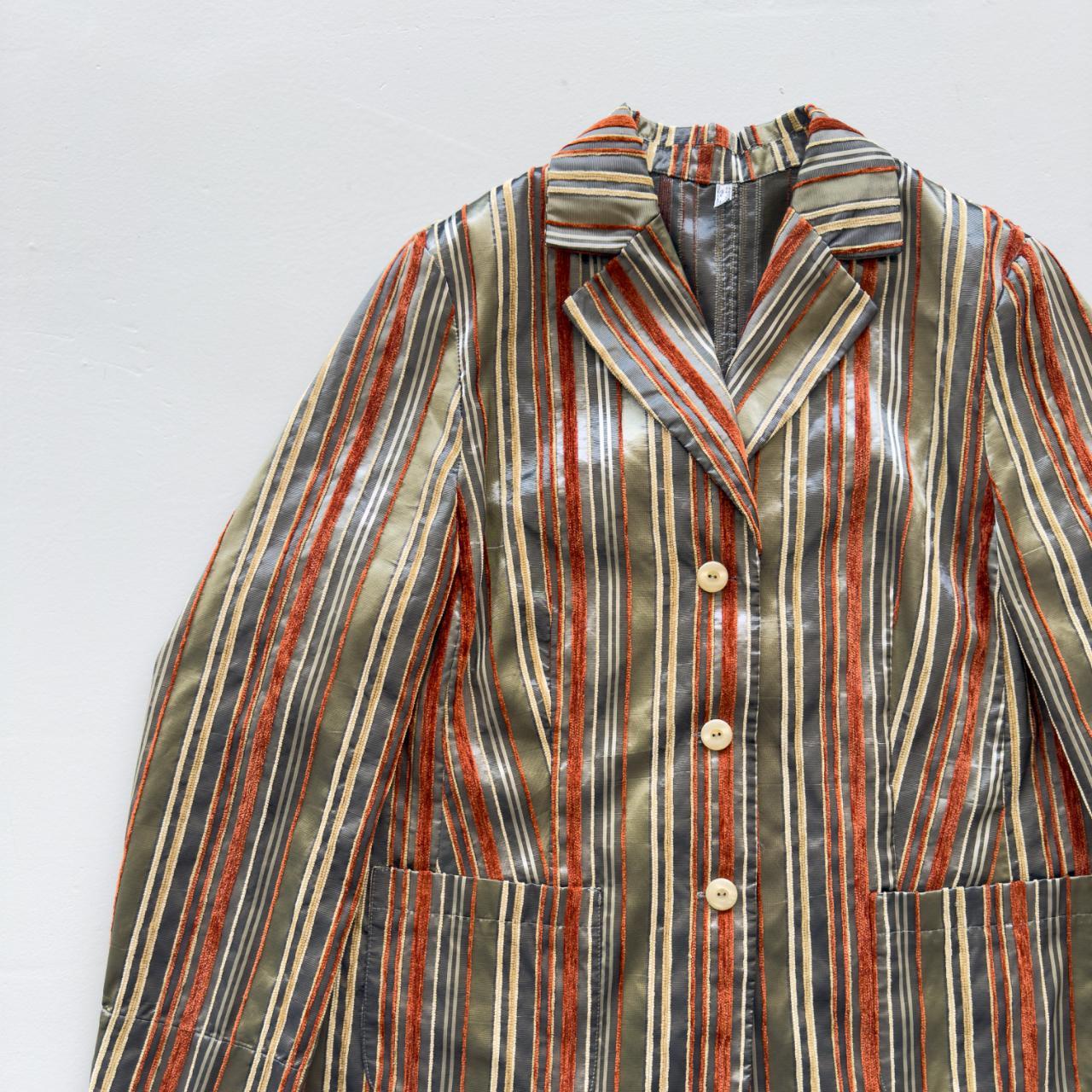 Orange Gold & Brown Vintage 90's Striped Blazer - Womens Large