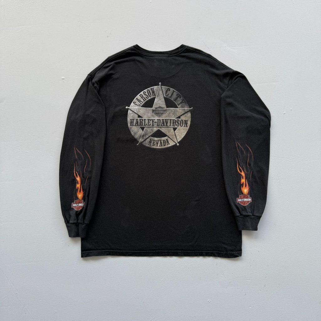 Black Harley Davidson 90s Vintage Graphic Long Sleeve T-Shirt - XL