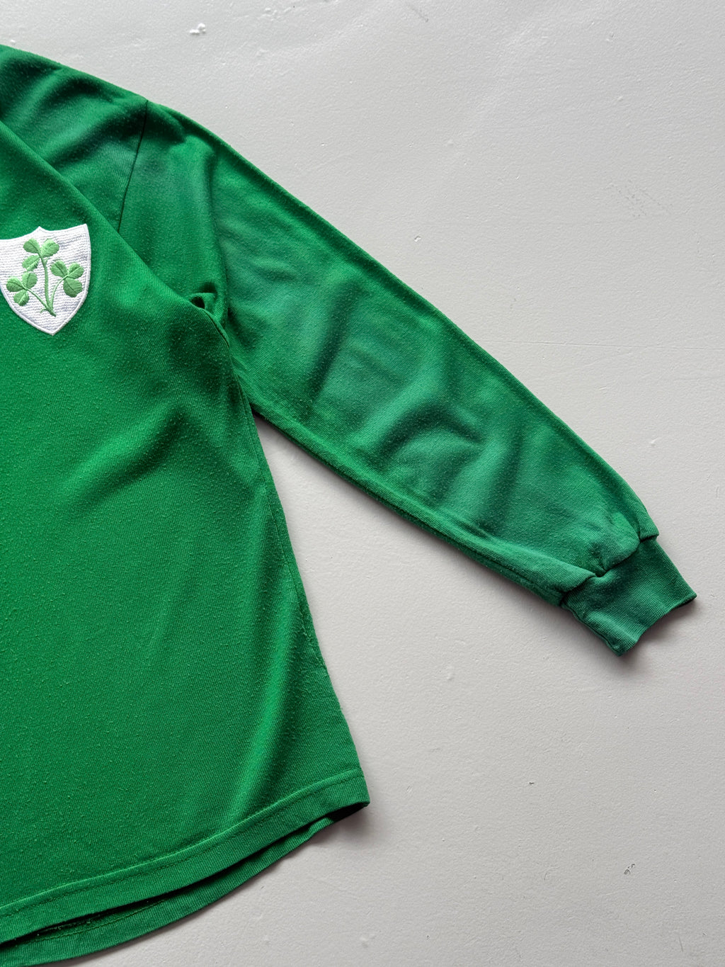 Green Ireland 80's Vintage O'Neills Long Sleeve Rugby Polo Jersey - Medium