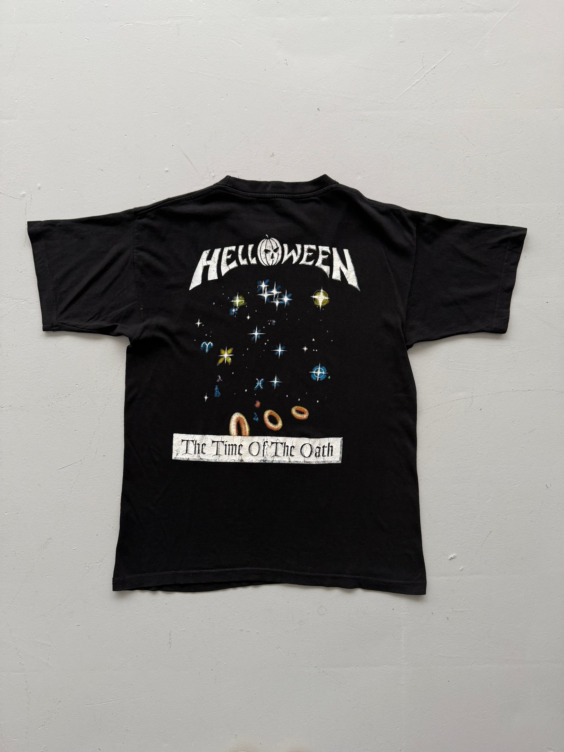 Black Helloween 90's Vintage Metal Graphic Band T-Shirt - Small