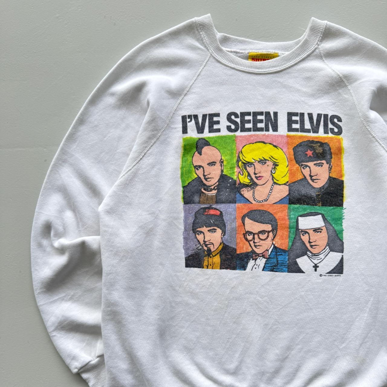White I've Seen Elvis 90’s Vintage Graphic Sweatshirt - Large