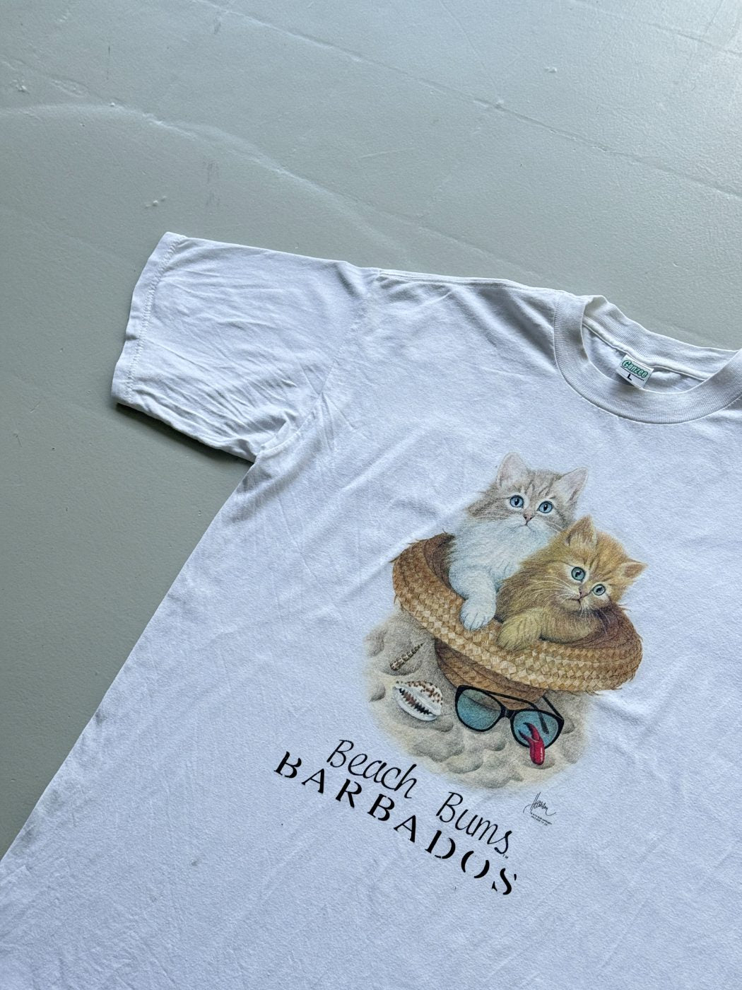 Ganzee Beach Bums Barbados Vintage Tourist Graphic T-Shirt - Large