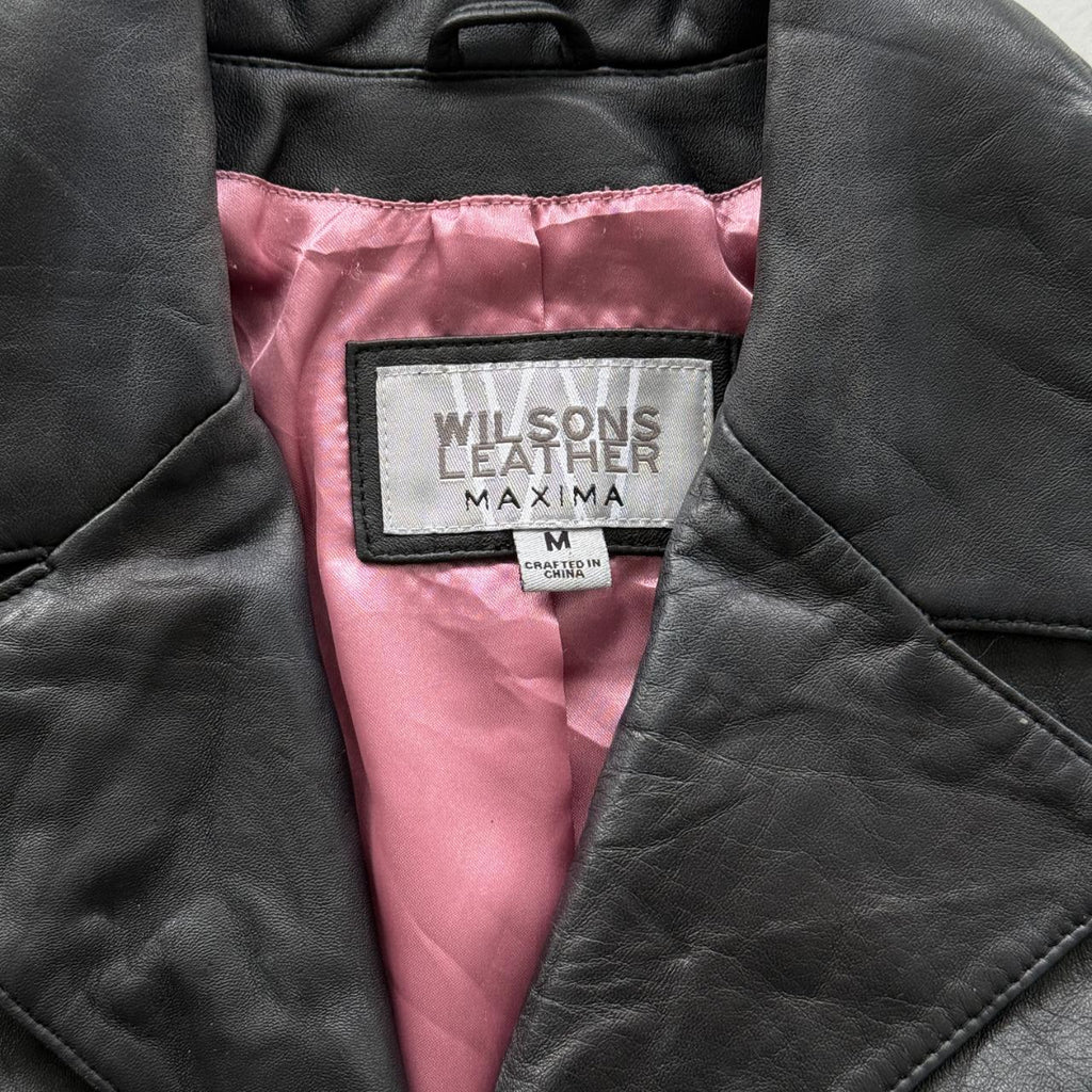 Black Leather Blazer Vintage Y2K 00s Jacket - Womens Medium Size 10