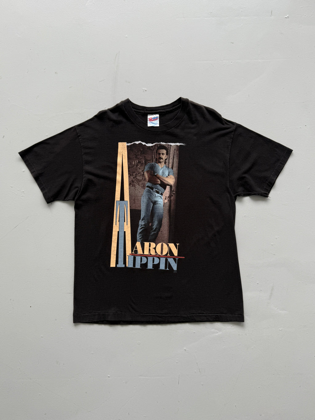 Black Aaron Tippin 90's Vintage Single Stitch Graphic T-Shirt - XL