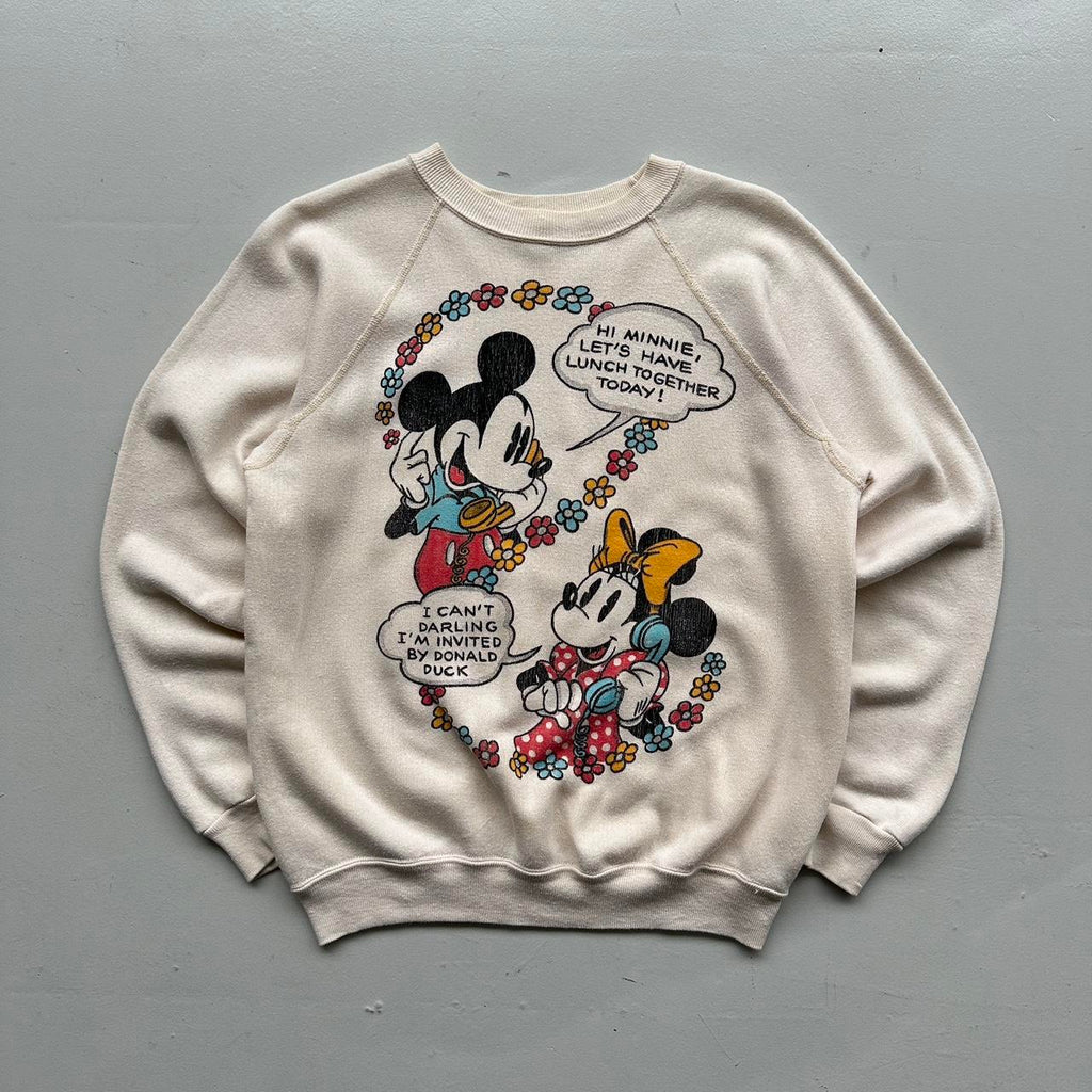 White Rare 80’s Vintage Disney Mickey Minnie Graphic Sweatshirt - XS Mens / Women’s 8