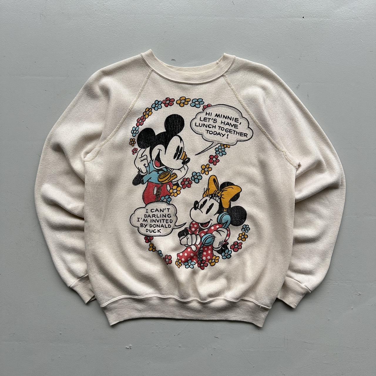 White Rare 80’s Vintage Disney Mickey Minnie Graphic Sweatshirt - XS Mens / Women’s 8