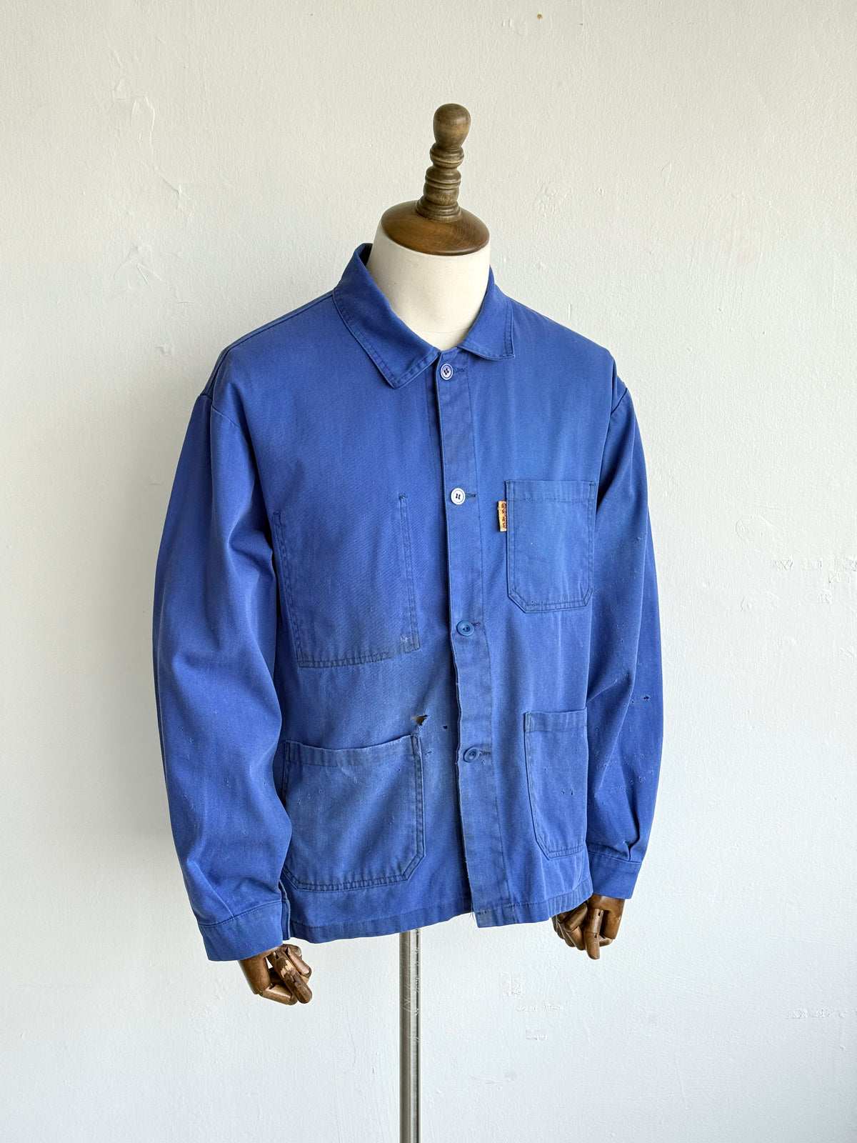 Thrashed Blue French 80s Vintage Workwear Chore Jacket CH516