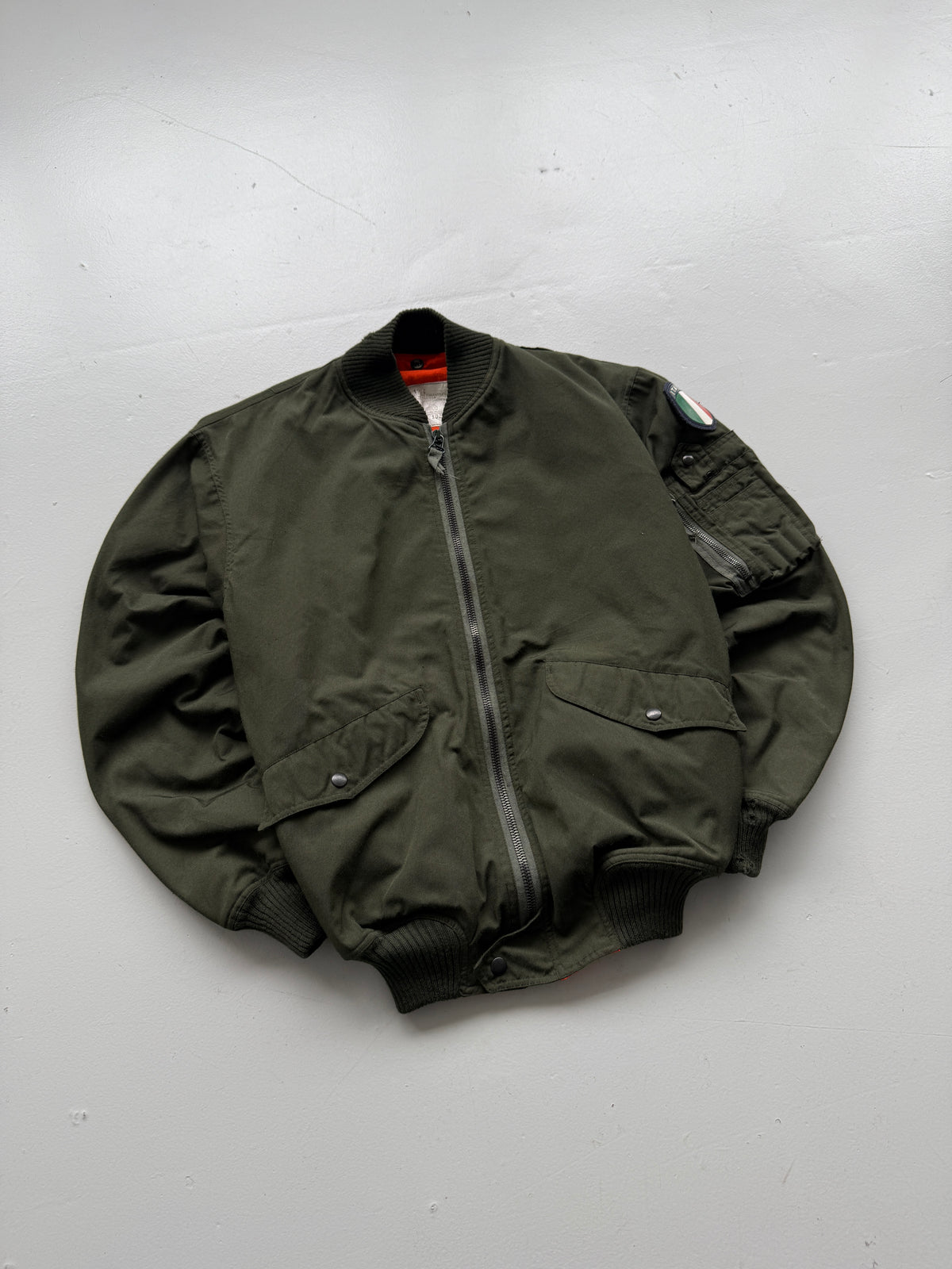 Olive Aeronautica Militare Italiana 1984 Vintage Flight Bomber Jacket - Medium