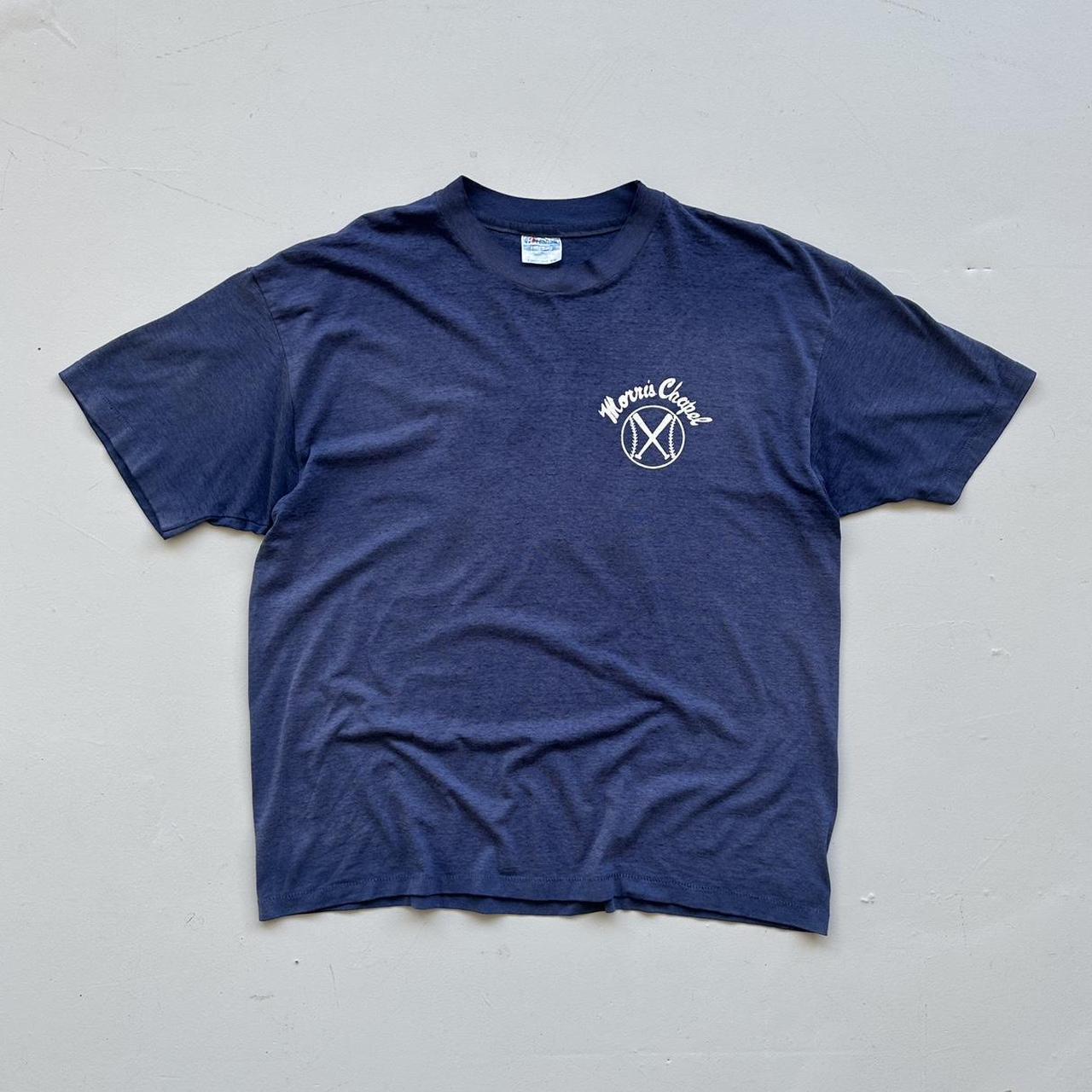Faded Blue Baseball 90s Vintage T-shirt - XL