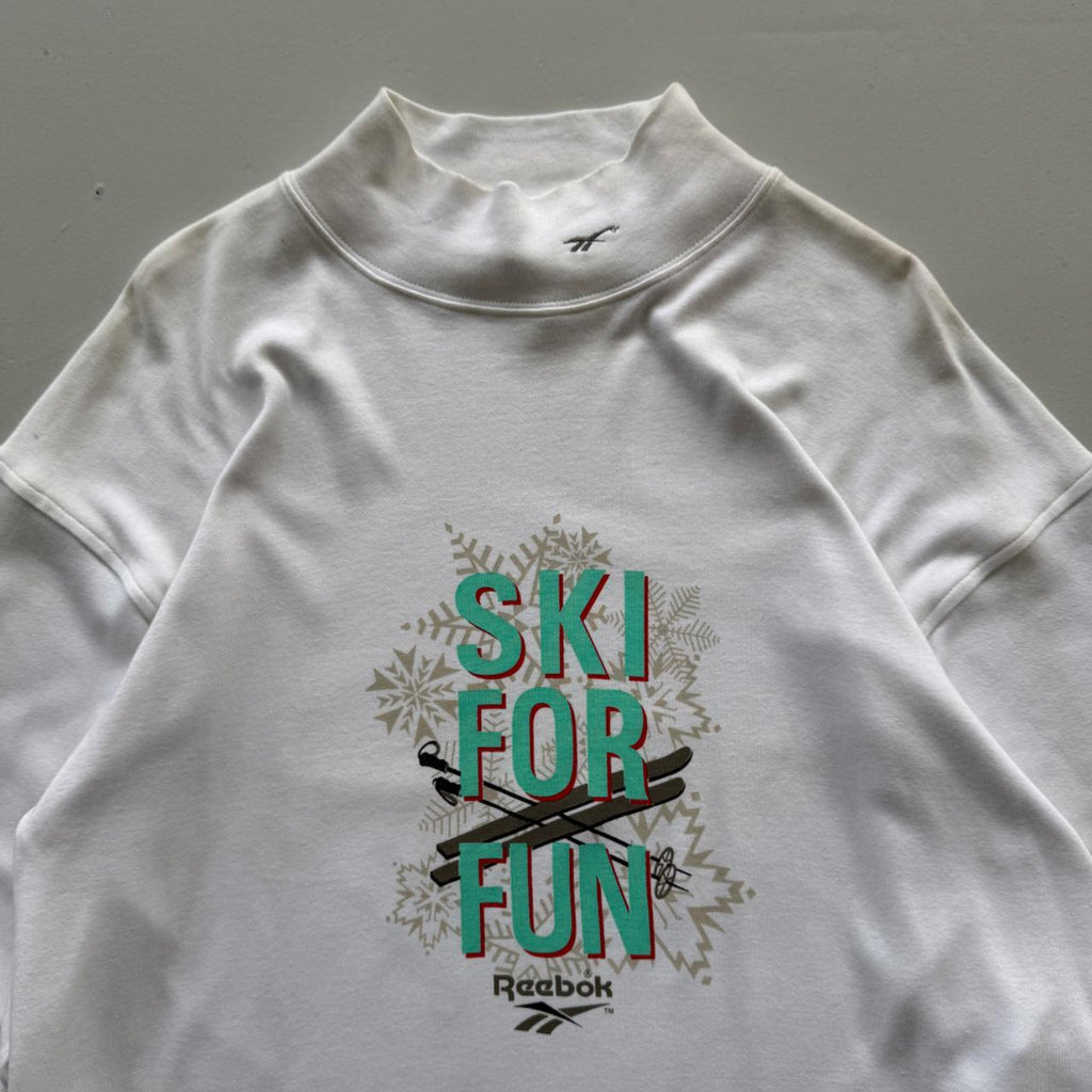White Reebok 90's Deadstock Graphic Mock Neck Sweatshirt - XL