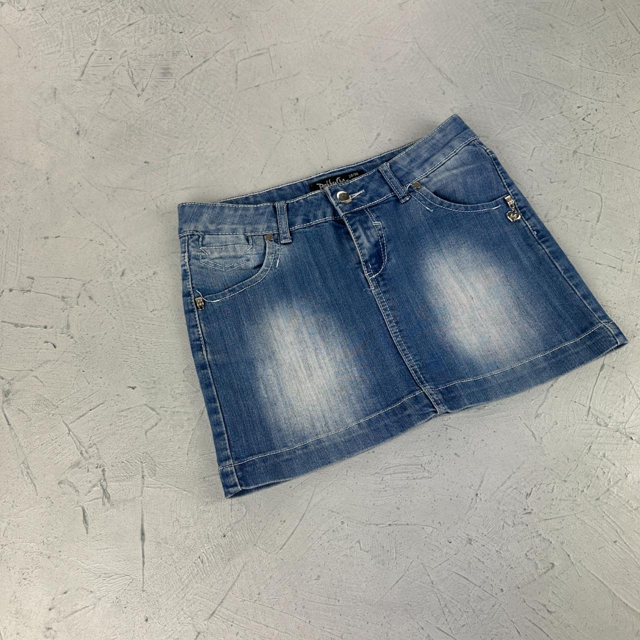 Womens Patty Moon Y2K Denim Mini Skirt - 28” x 12” Small Size 8