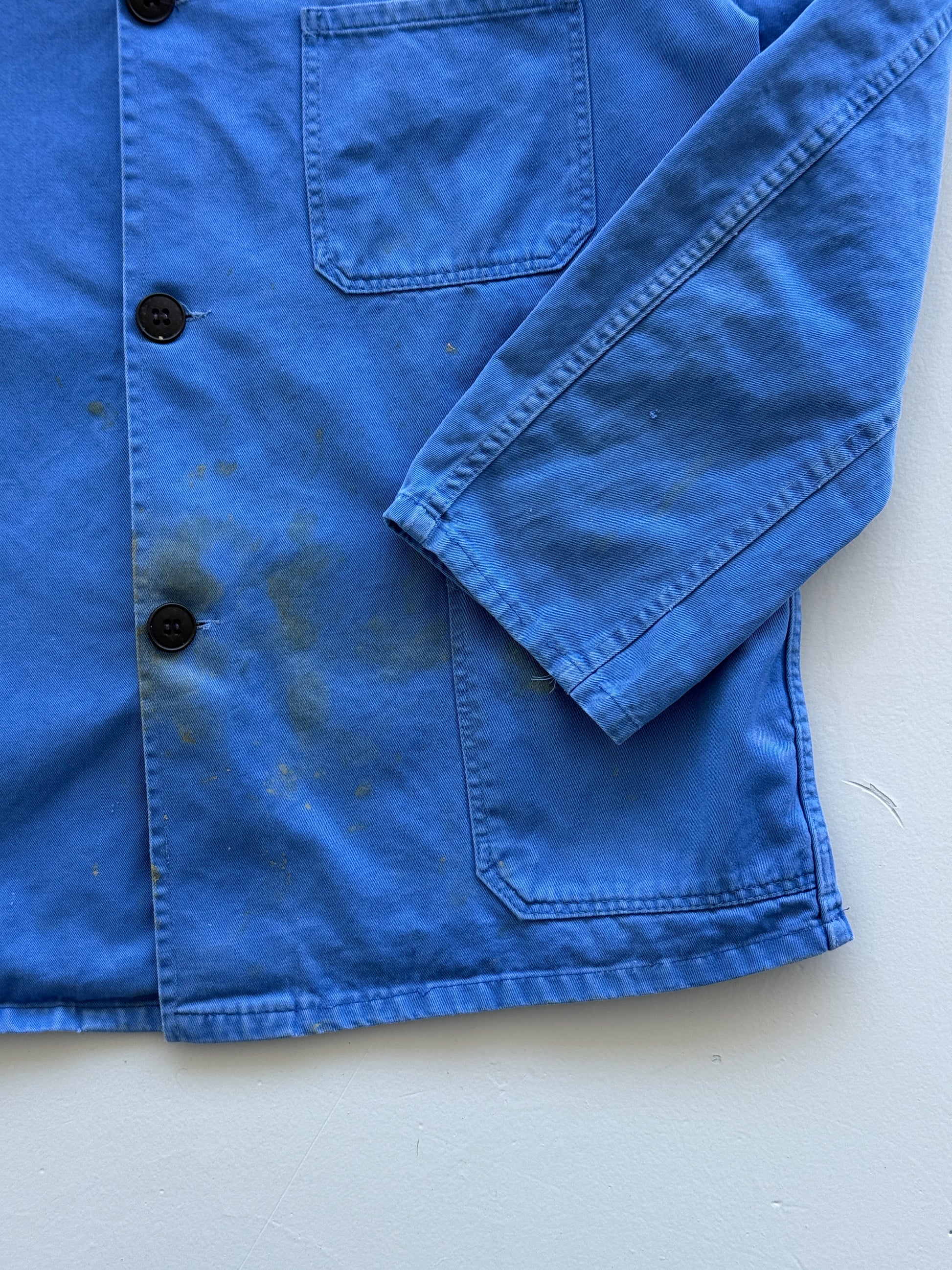 Blue Chore Jacket 90's Vintage French Workwear CH123 - Medium