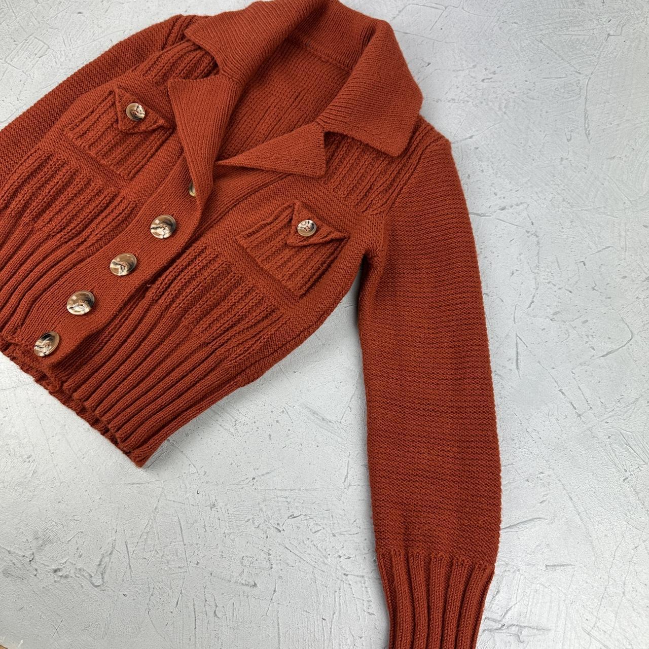 Vintage Knitted Y2K Orange Top - Small Size 8