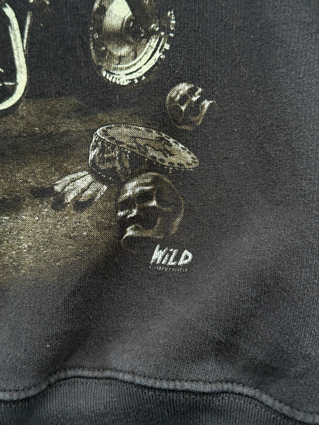 Wild Gothic Skull Biker 00's Vintage Graphic Sweatshirt - Medium