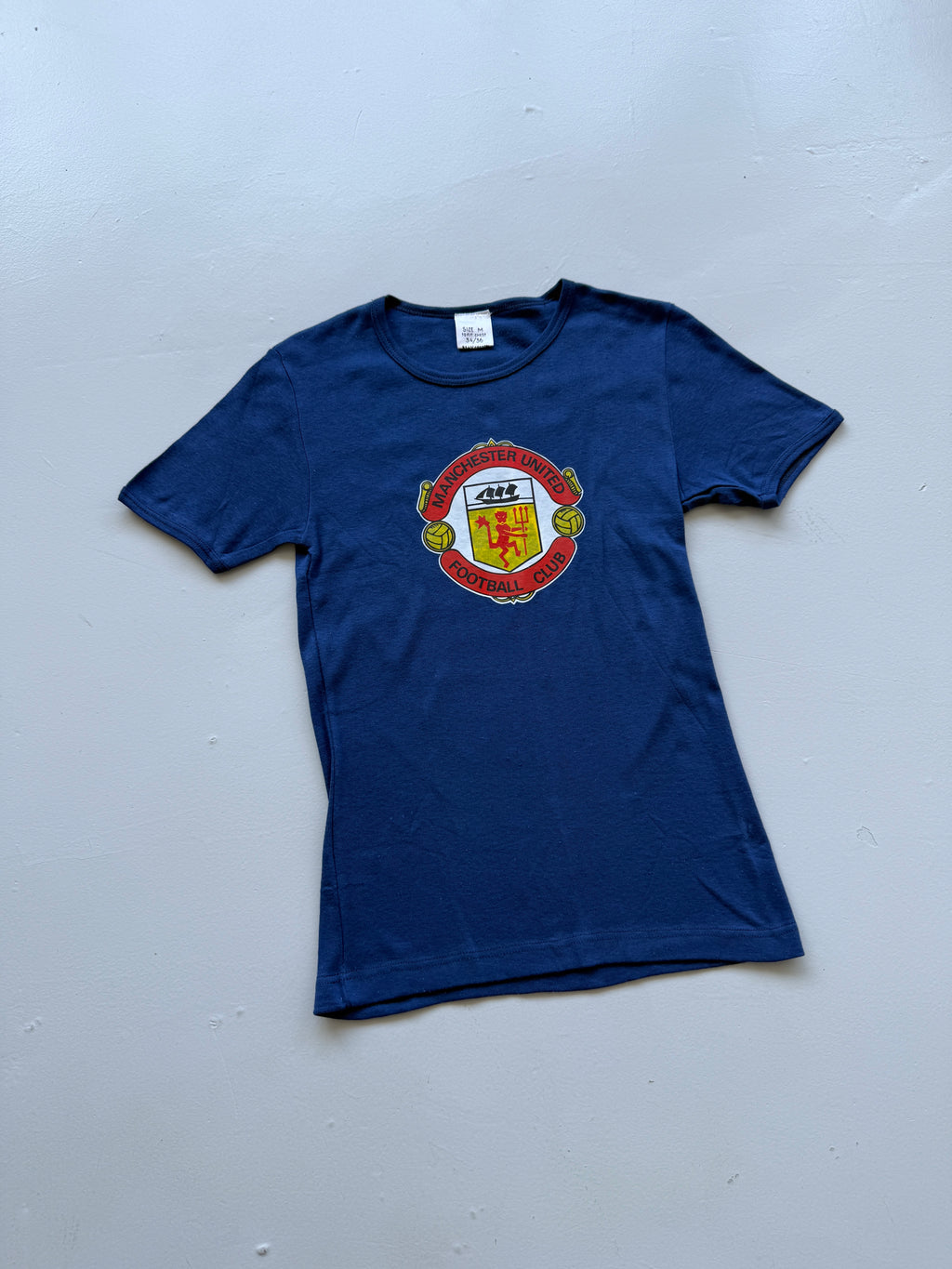 Navy Manchester United Football Club 80's Vintage Graphic T-Shirt - XS