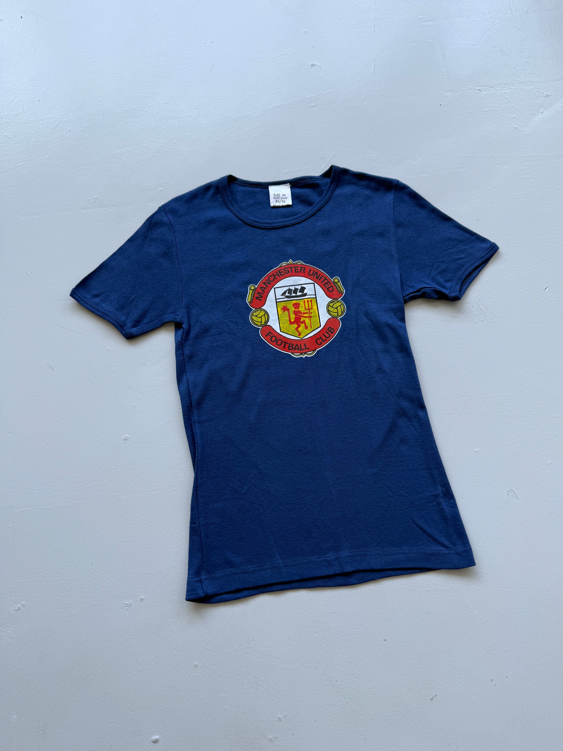 Navy Manchester United Football Club 80's Vintage Graphic T-Shirt - XS