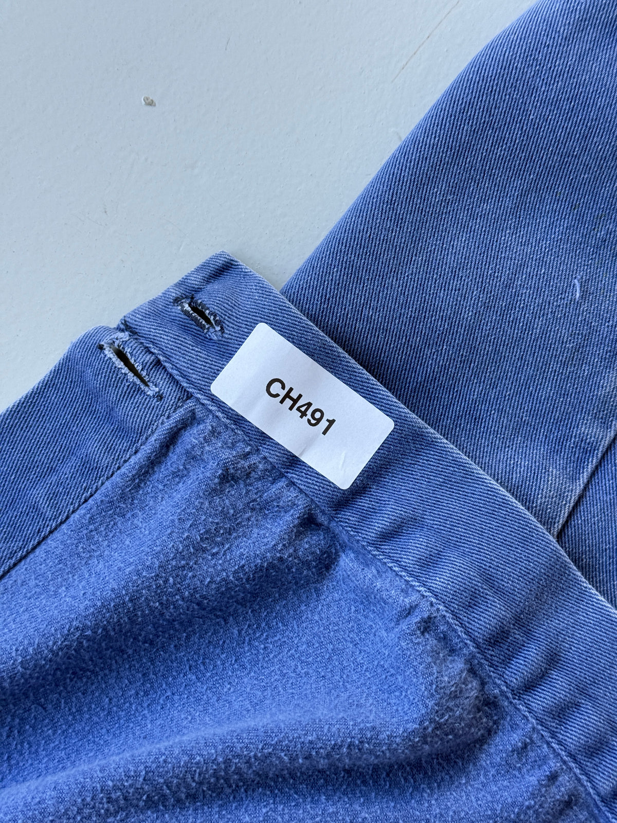 Blue French 1960s Vintage Cropped Workwear Chore Jacket CH491 - XS/S