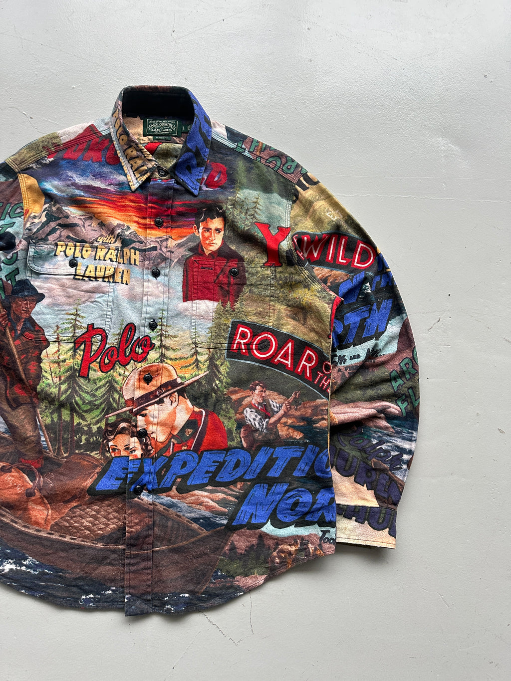 Ralph Lauren Polo Country Expedition All Over Print Graphic Shirt - Large