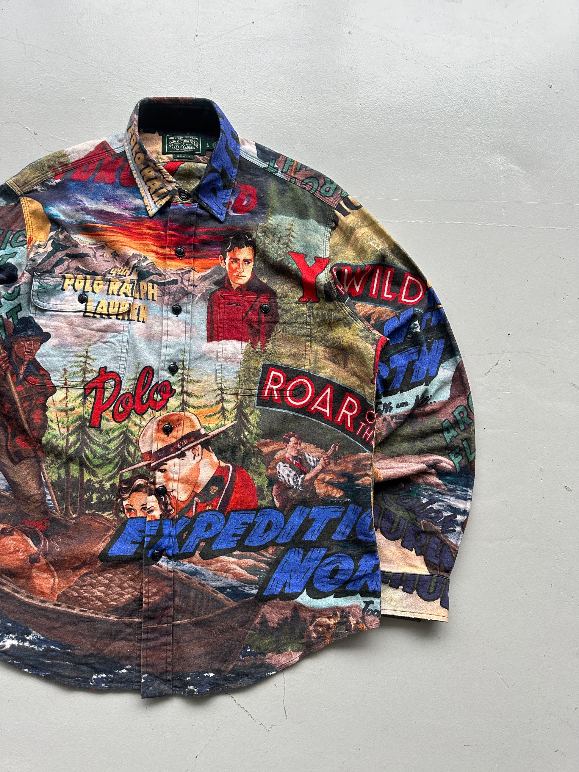 Ralph Lauren Polo Country Expedition All Over Print Graphic Shirt - Large
