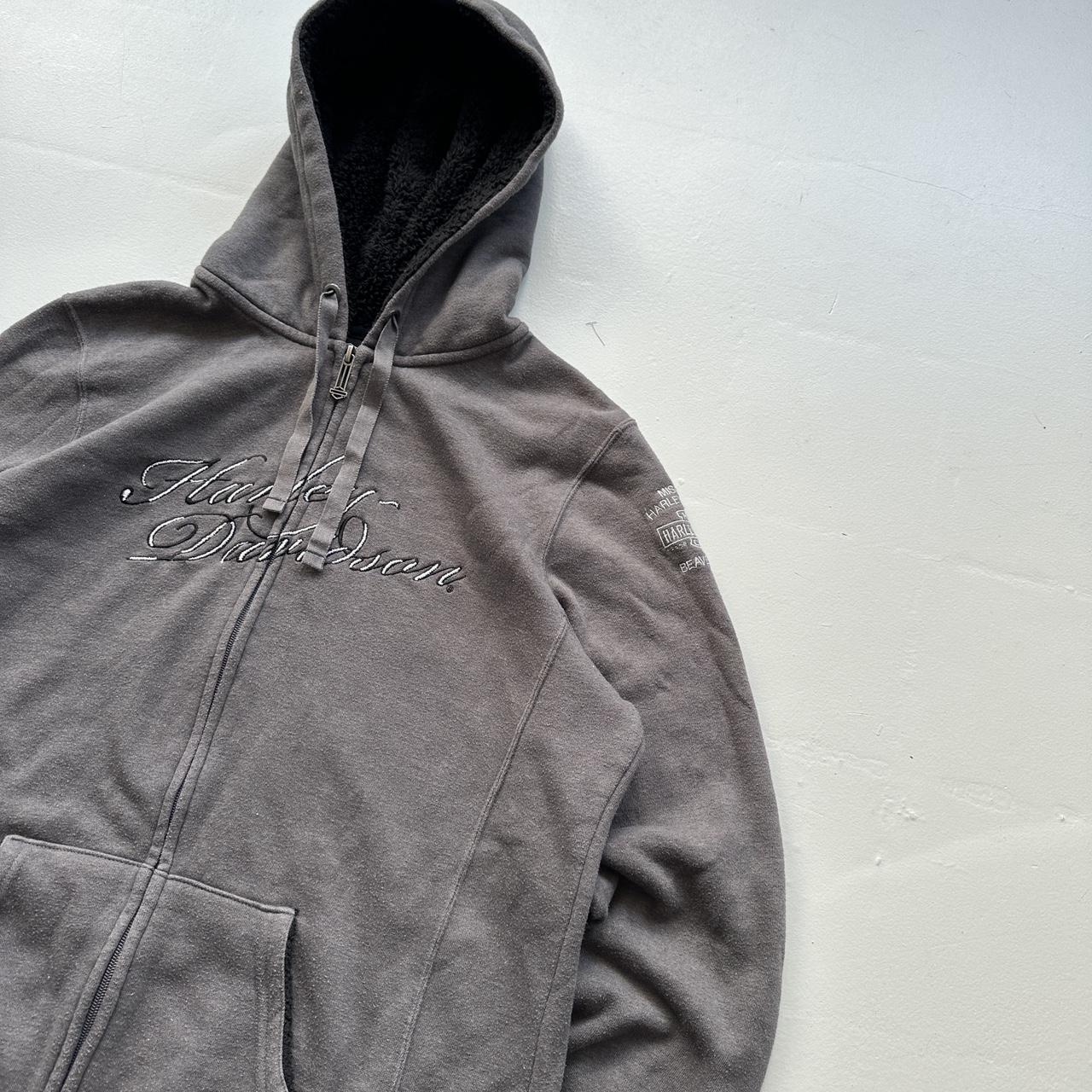 Grey Harley Y2K Vintage Hoodie - Large 10/12
