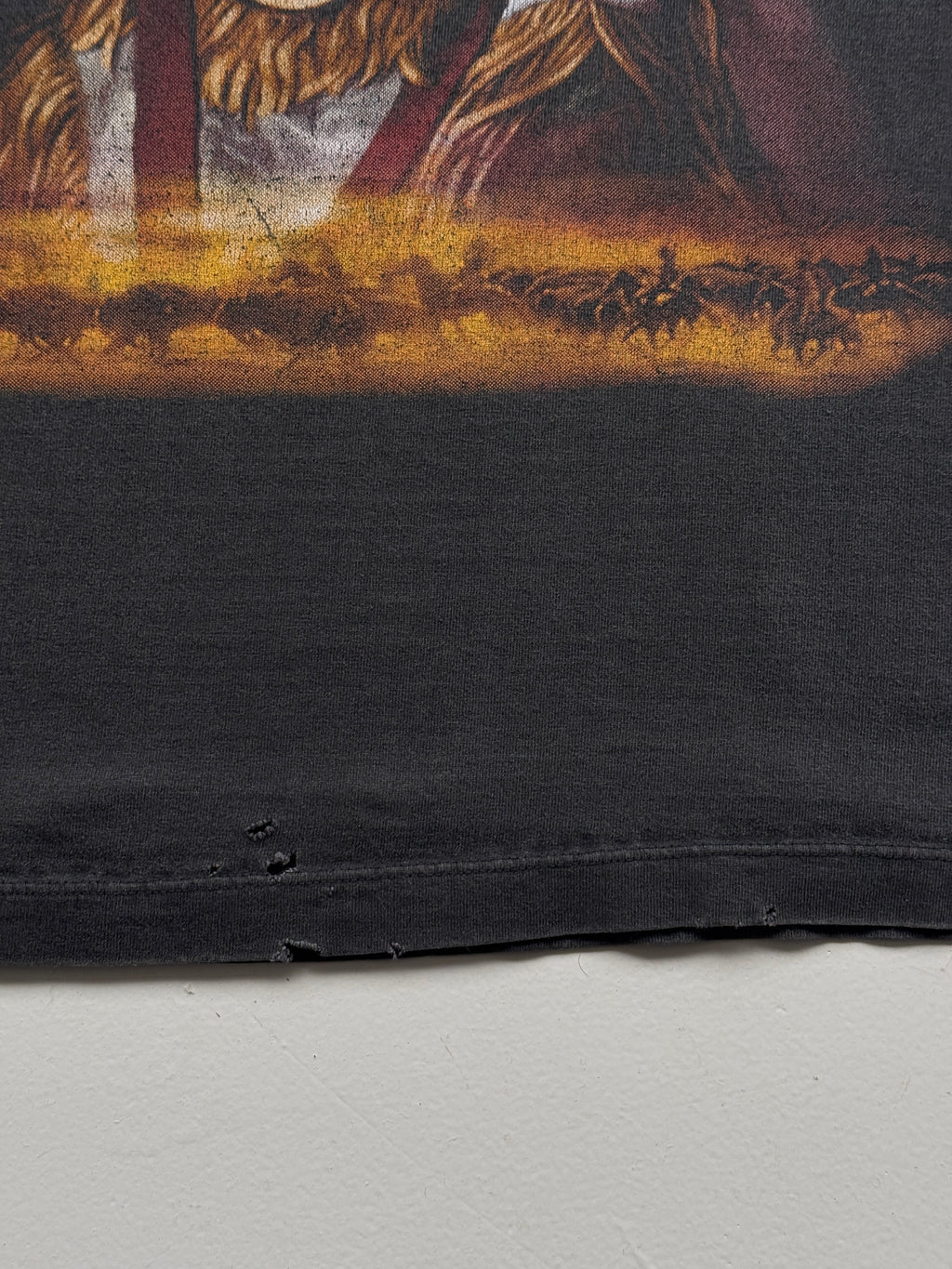 Faded Black Native American Chief 90's Vintage Graphic T-Shirt - Medium