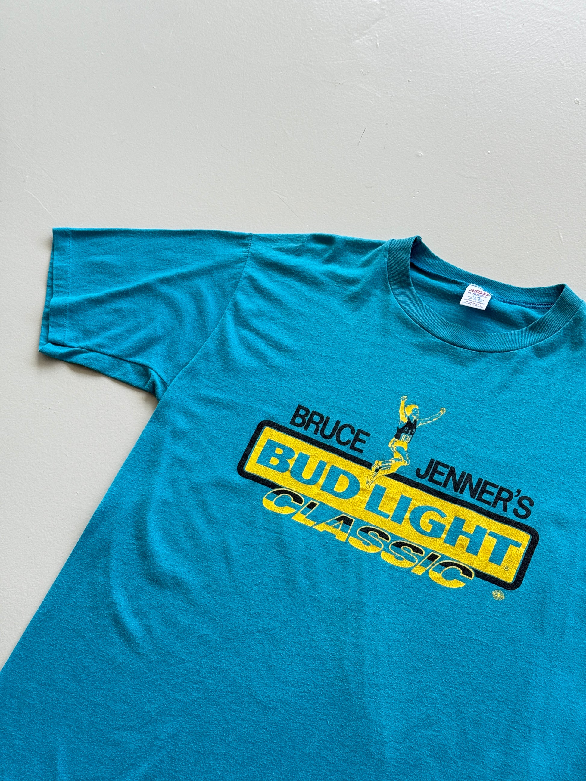 Blue Bruce Jenner 80's Vintage Single Stitch Beer Graphic T-Shirt - XL