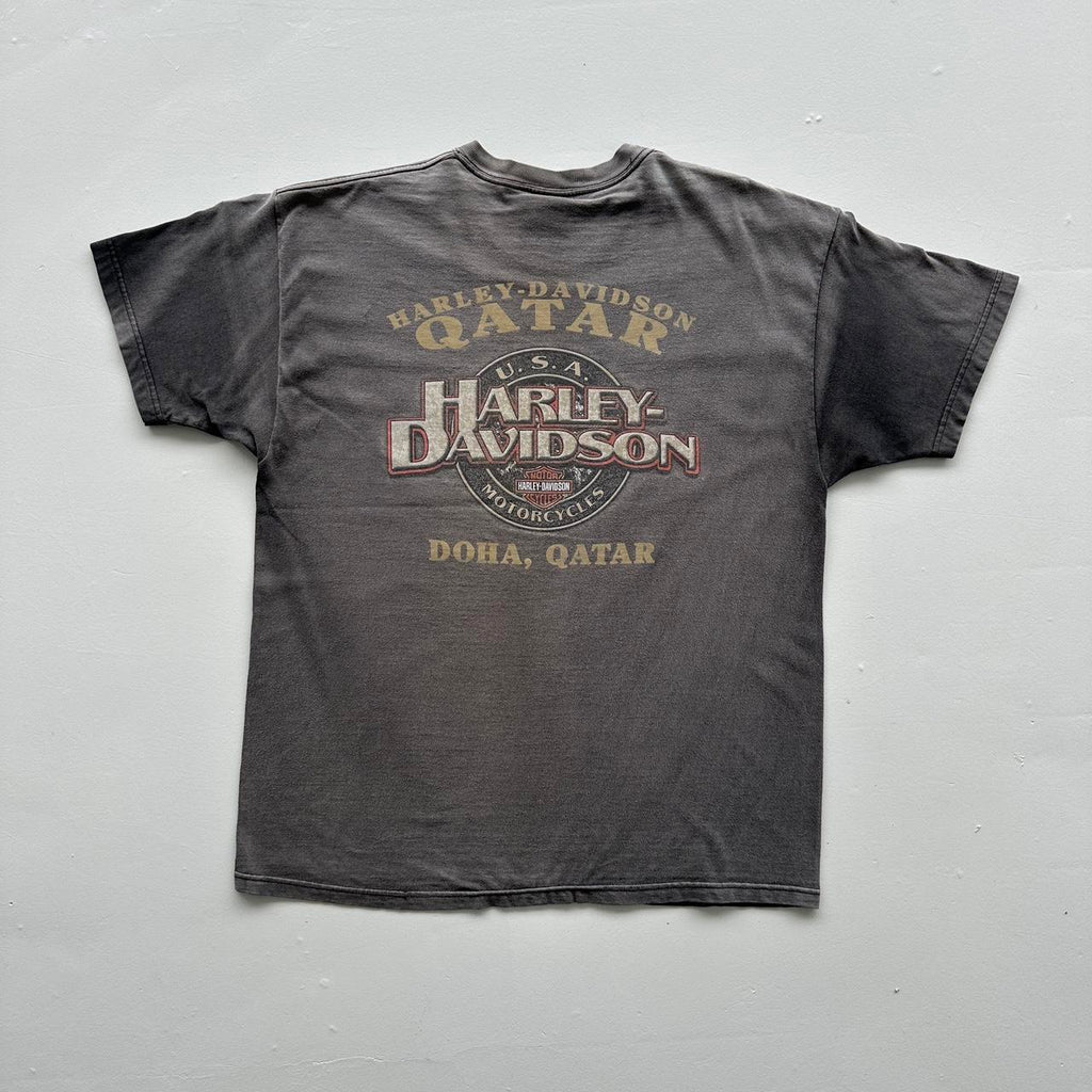 Black Faded Harley Davidson Biker Vintage 00's Graphic T-shirt - XL
