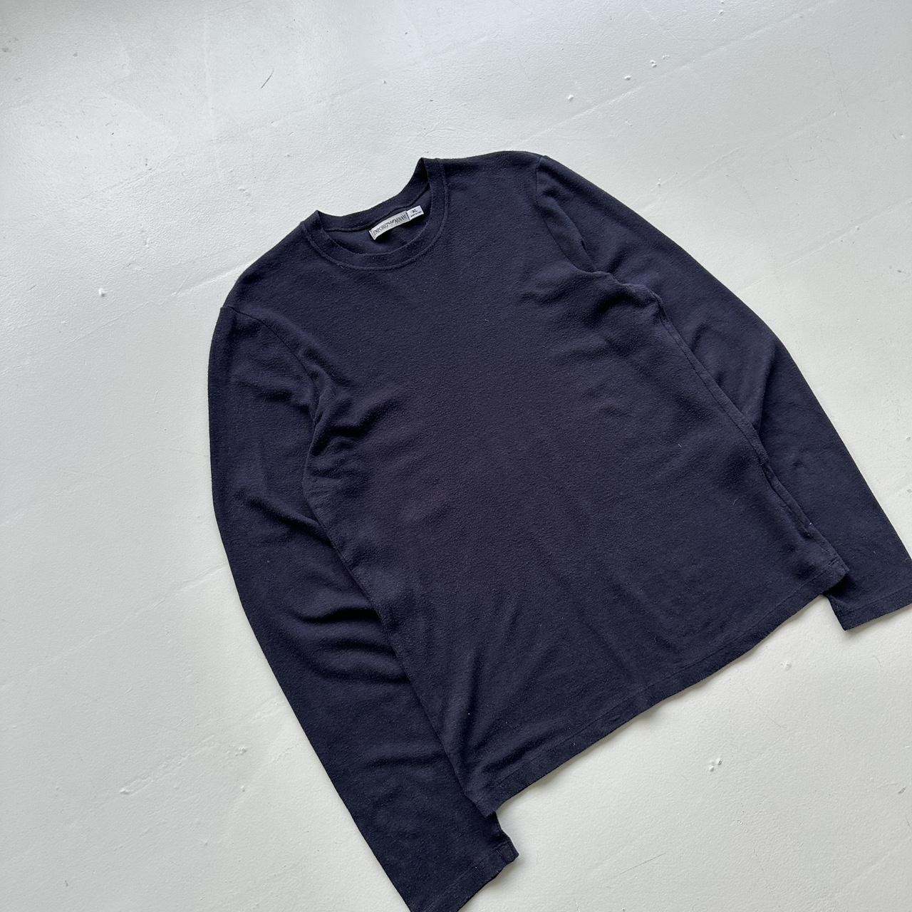 Navy Emporio Armani 90s Vintage Long Sleeves T-shirt - Large