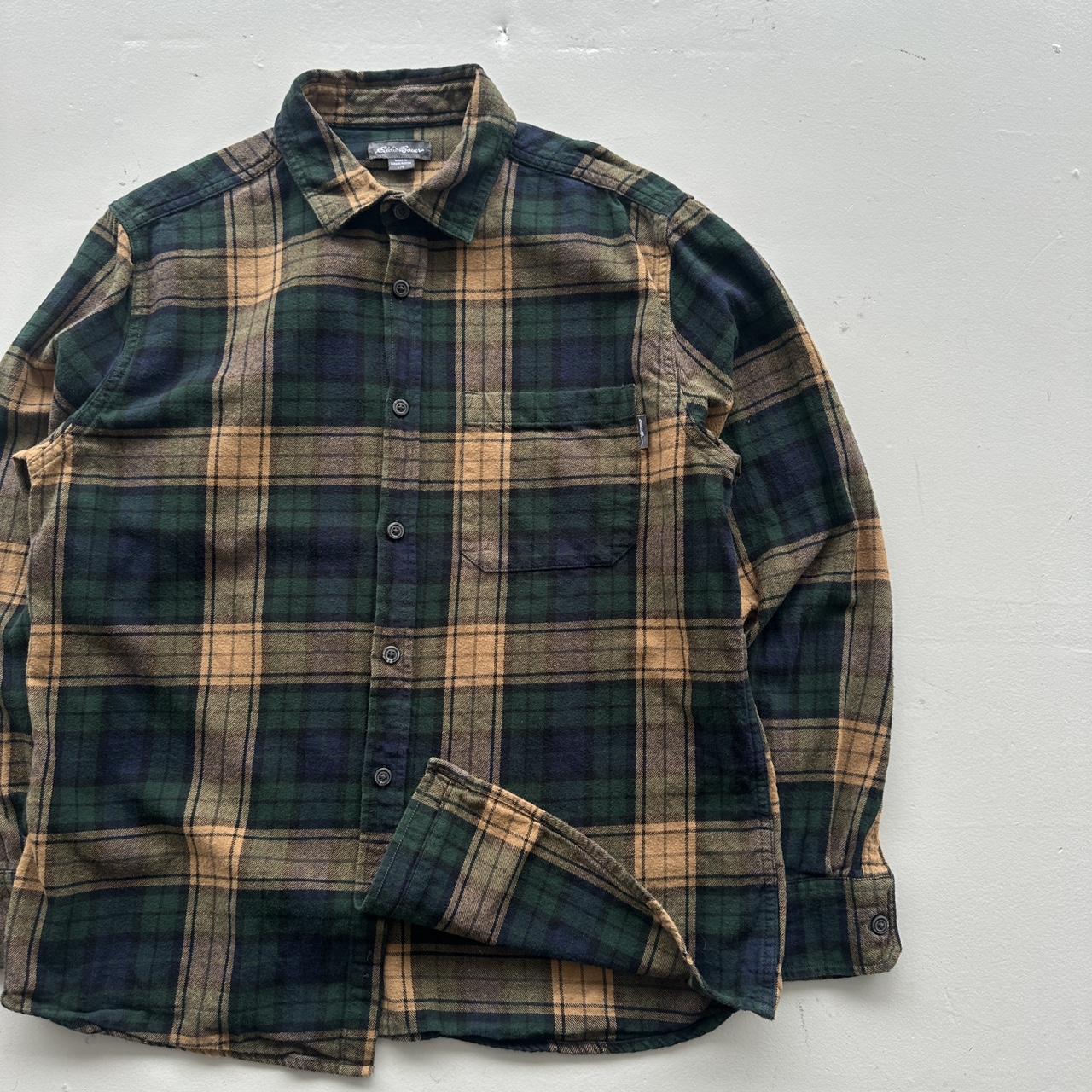 Green Navy Checkered Eddie Bauer 90s Vintage Long sleeve - Medium