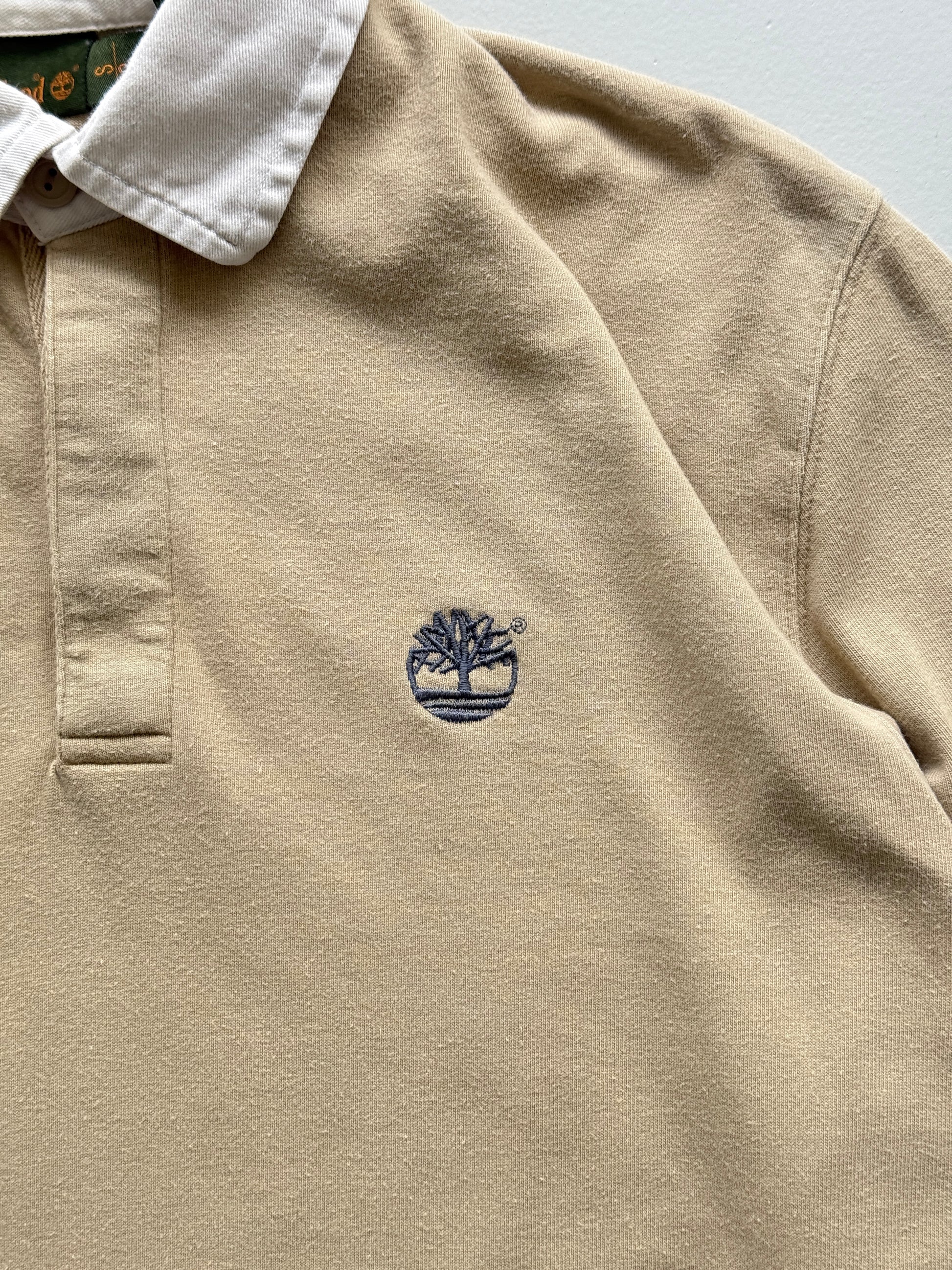 Cream Timberland 00's Vintage Long Sleeve Rugby Polo Jersey - Small