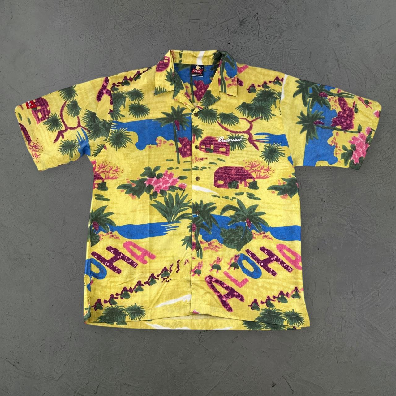 Vintage Budweiser Aloha Hawaii Short Sleeved Camp Collar 90s Shirt - Large