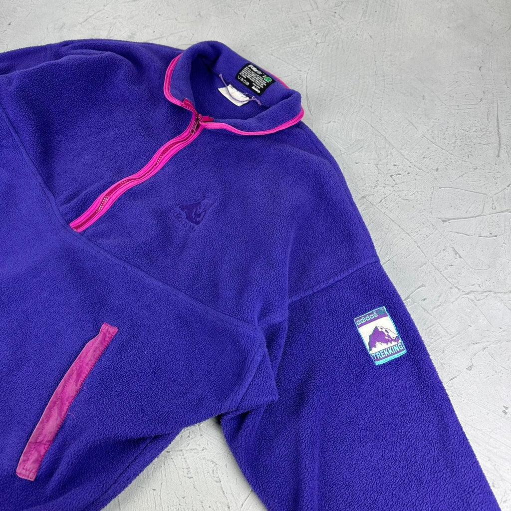 Purple Fleece Adidas Trekking 90s vintage Quarter-zip Sweatshirt - XL