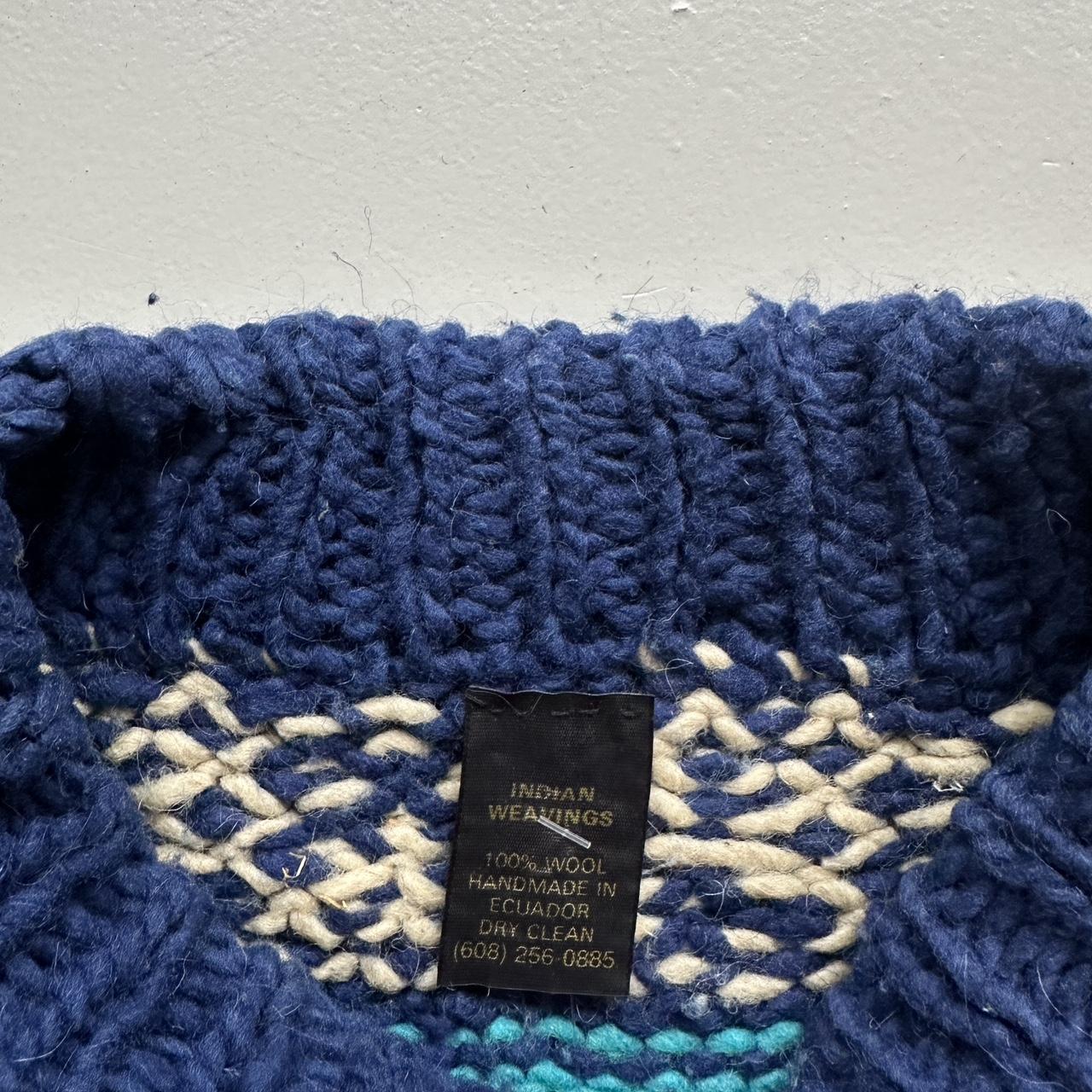 Blue Ecuadorian 80s Chunky Knit Jumper - Large