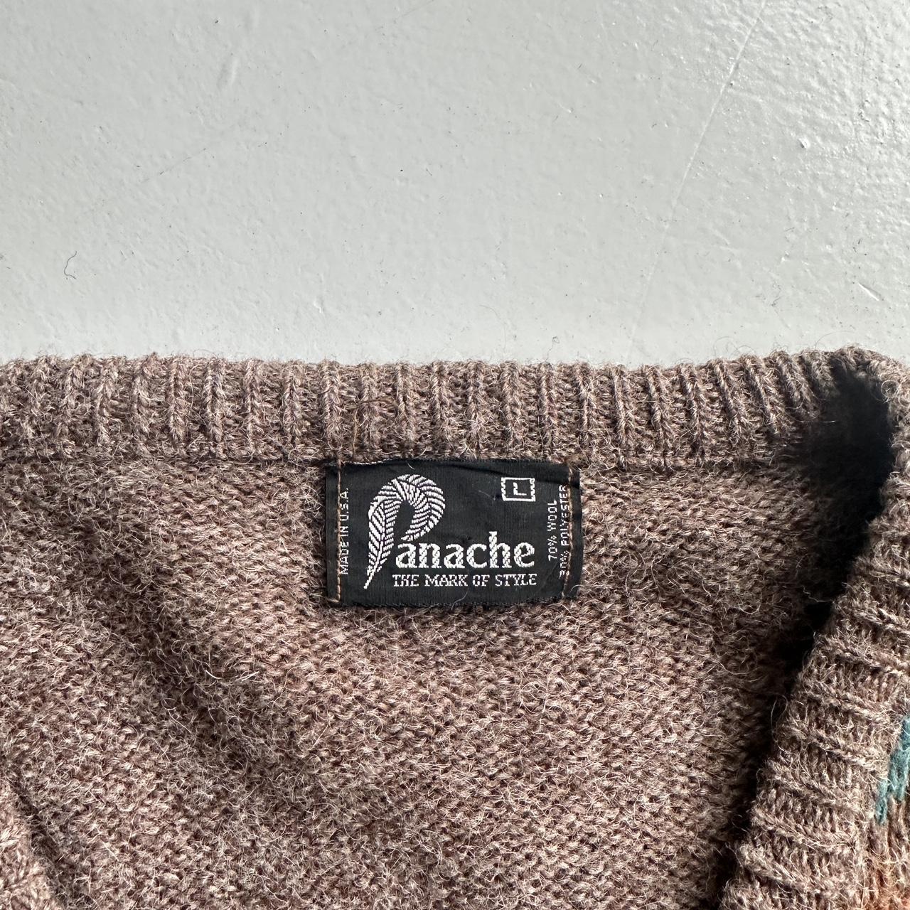 Brown Argyle Panache 90s Vintage Woollen Knit Jumper - Medium