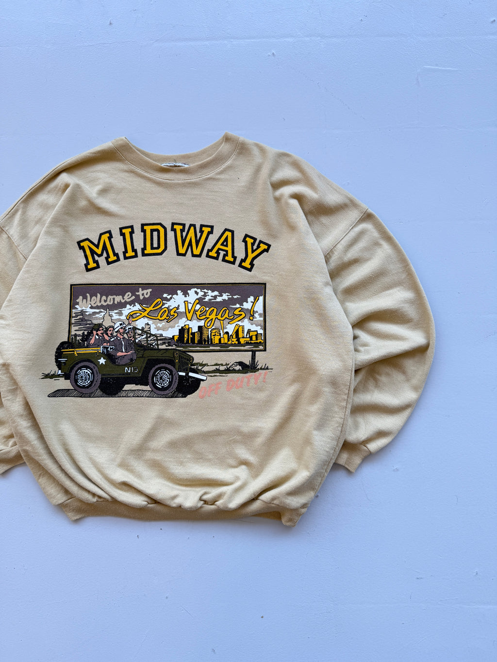 Yellow Midway 80's Vintage Army Graphic Sweatshirt - Medium