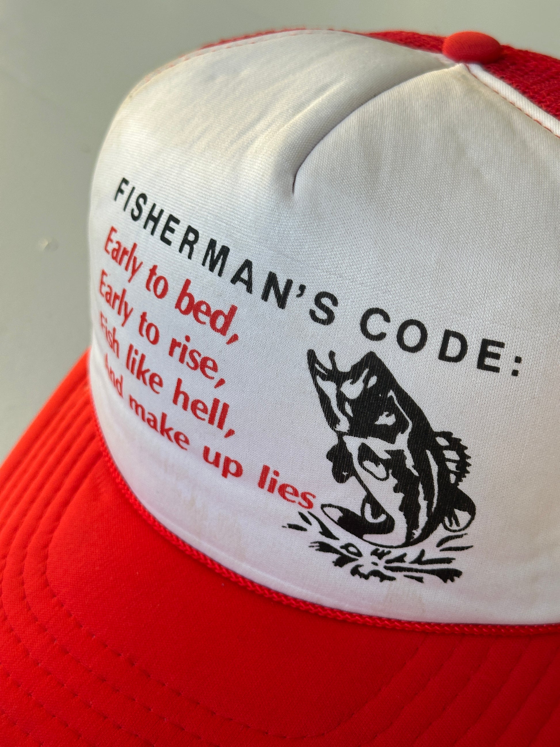 Fisherman's Code Slogan Vintage Foam & Mesh SnapBack Trucker Cap
